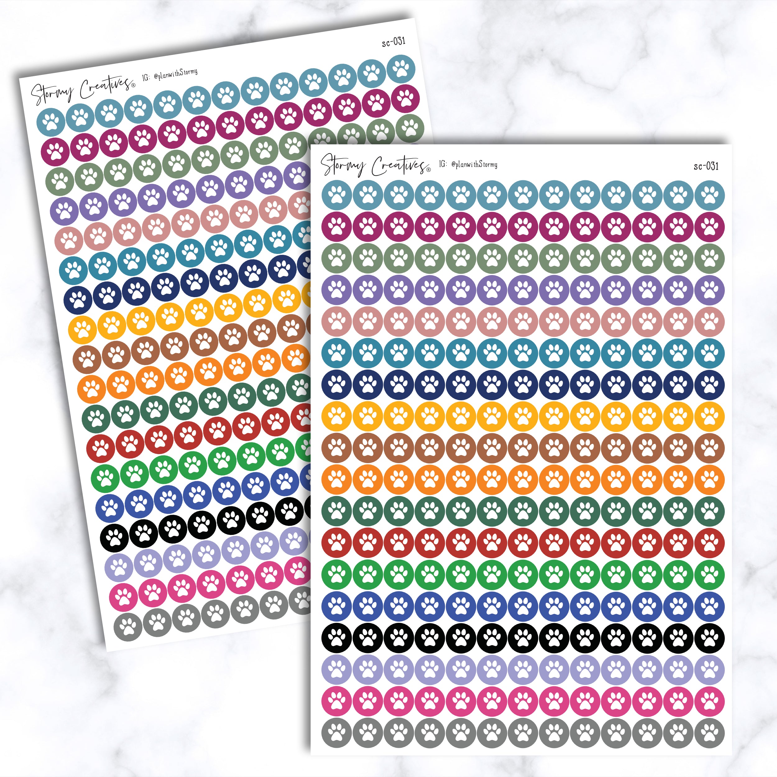 Small Pet Paw Print Dot Stickers