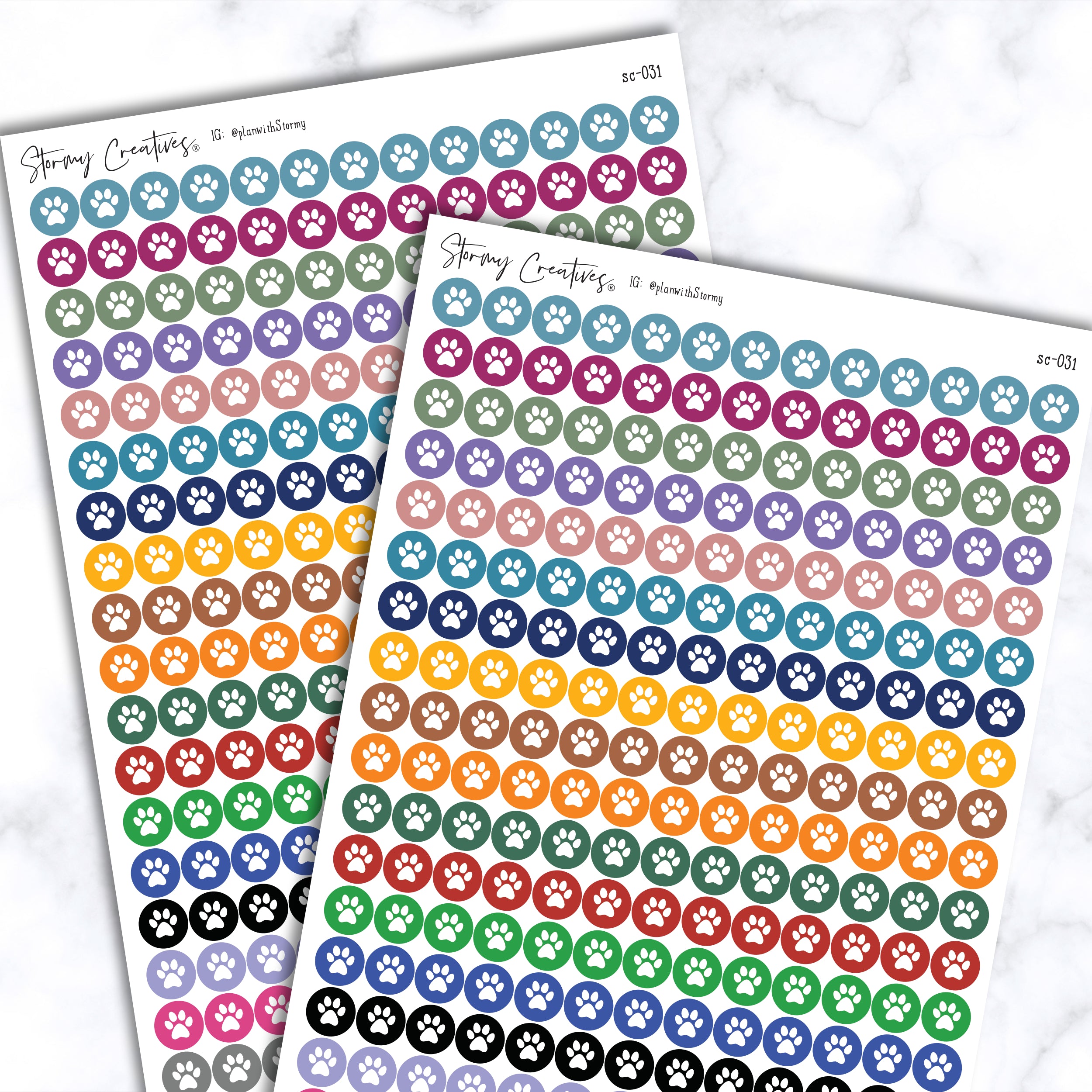Small Pet Paw Print Dot Stickers