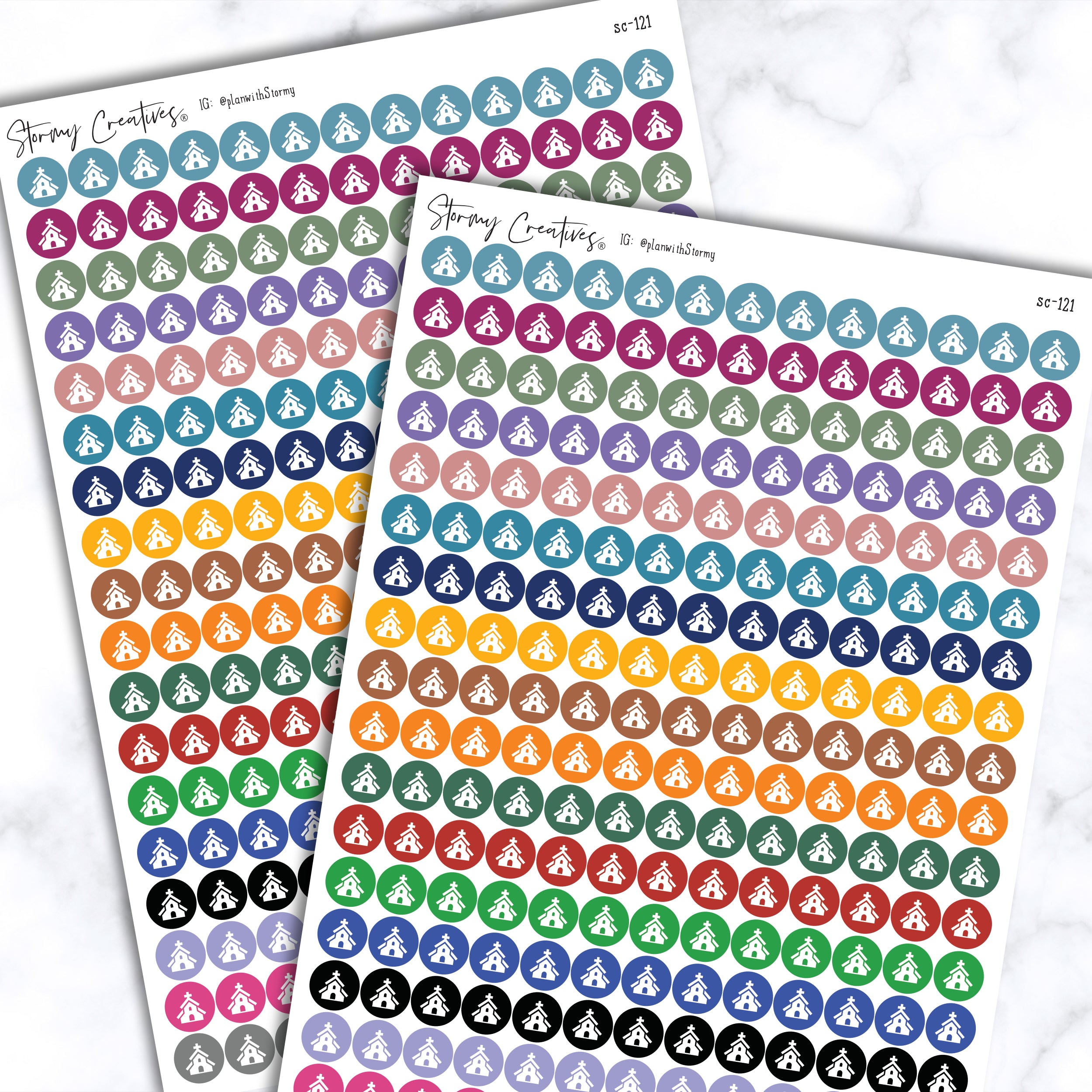 Small Church Dot Stickers