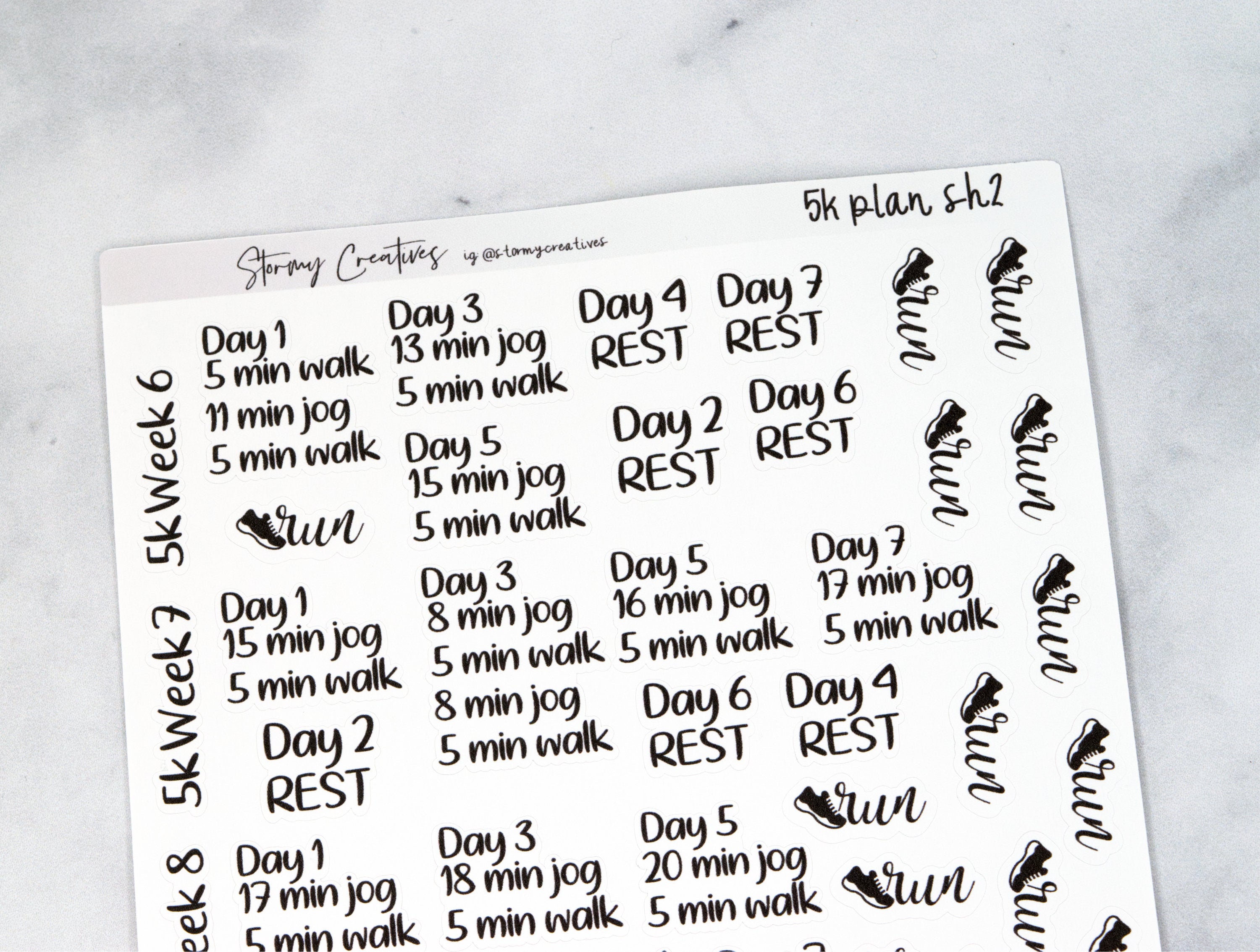 5K 10 Week Running Plan Stickers
