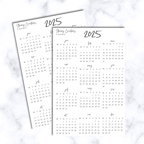 2025 Mini Calendar Stickers