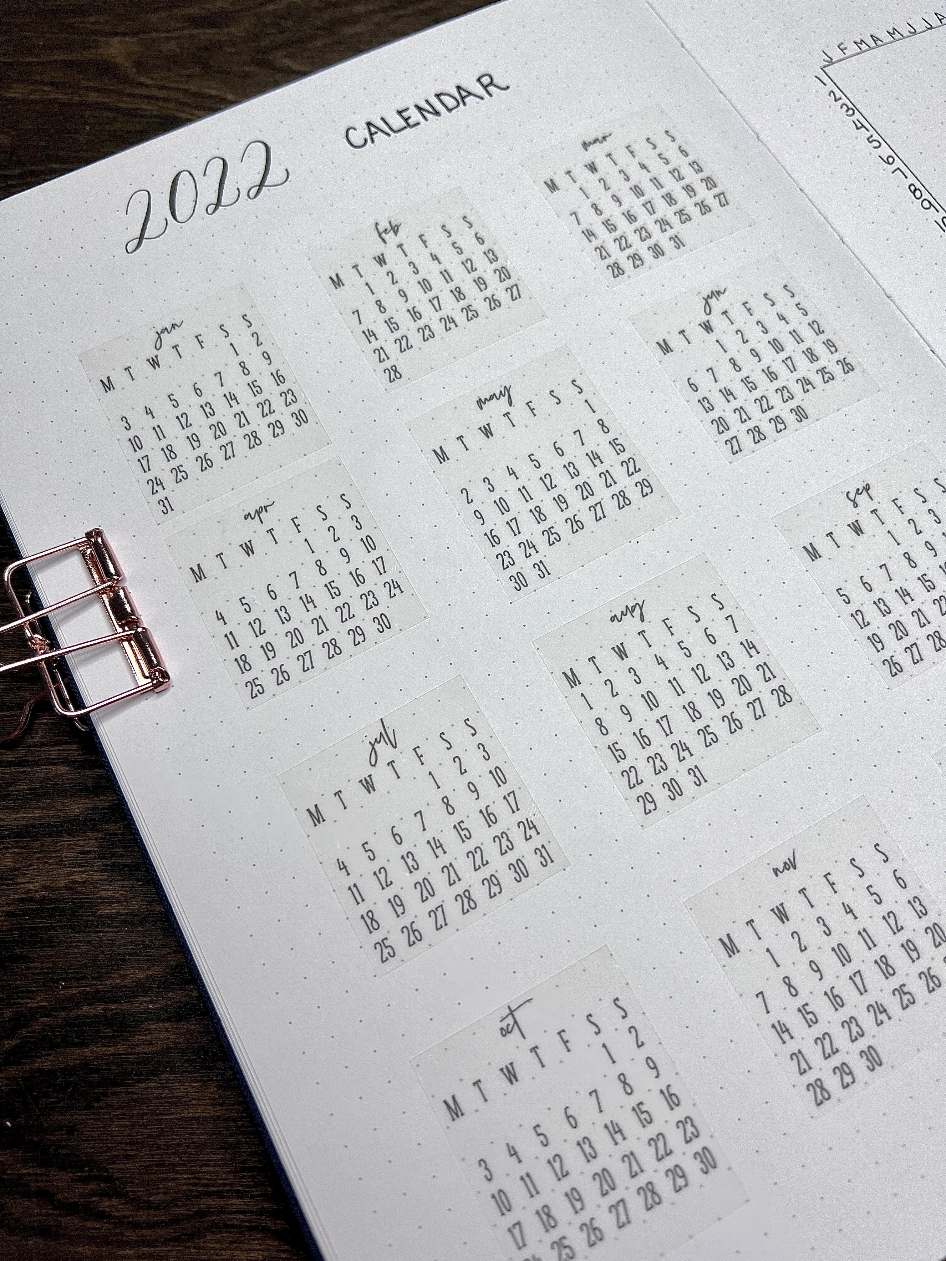 2025 Mini Calendar Stickers