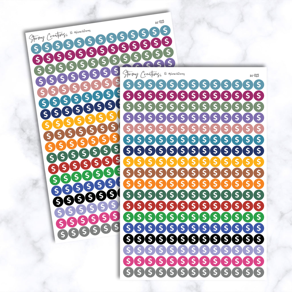 Small Pay, Dollar Sign Dot Stickers