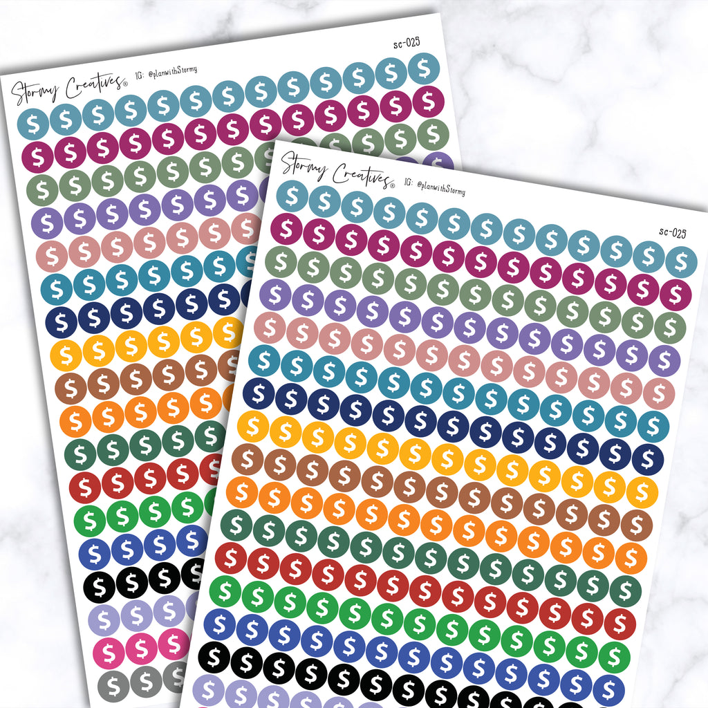 Small Pay, Dollar Sign Dot Stickers