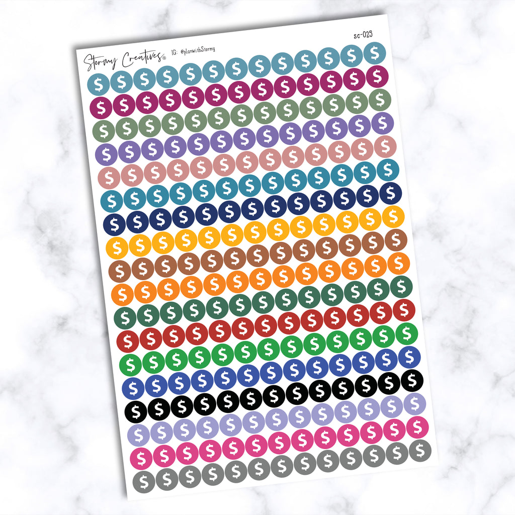 Small Pay, Dollar Sign Dot Stickers