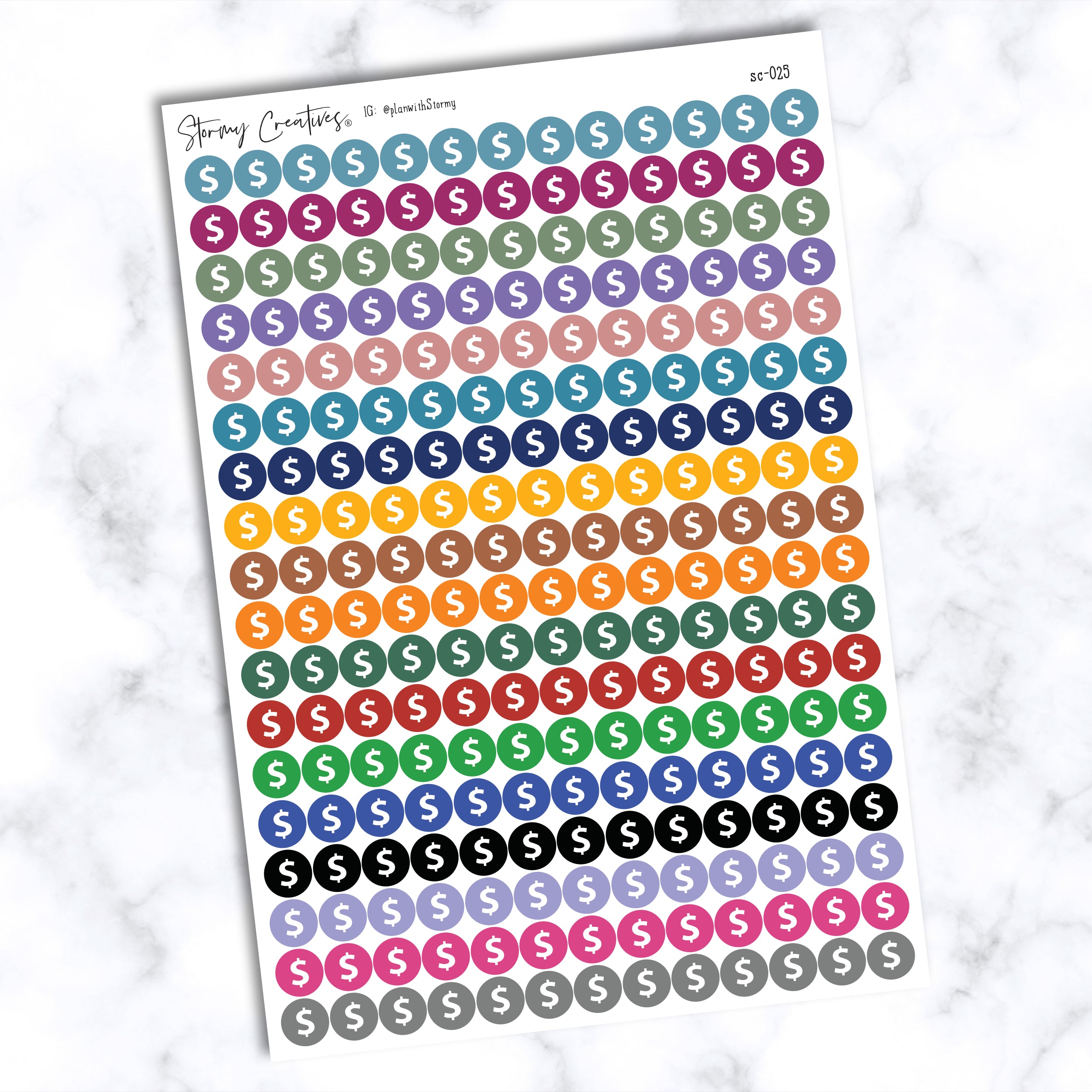 Small Pay, Dollar Sign Dot Stickers