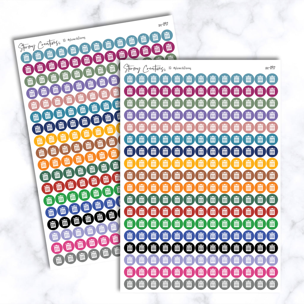 Small Trash Can Dot Stickers