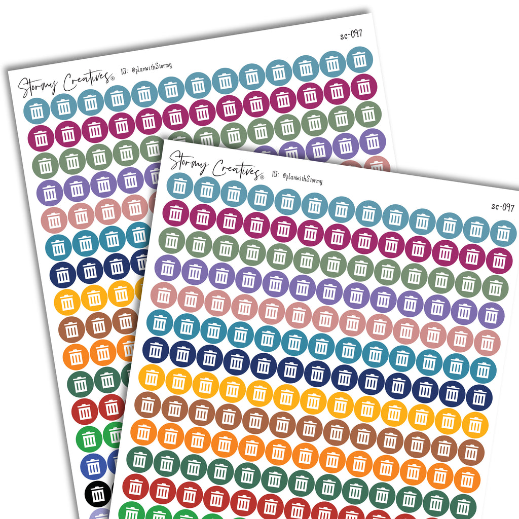 Small Trash Can Dot Stickers