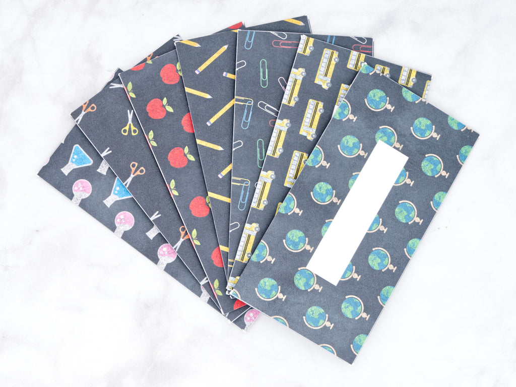 PRINTABLE Set of 7 Horizontal Cash Envelopes, Back to School August Kit-44