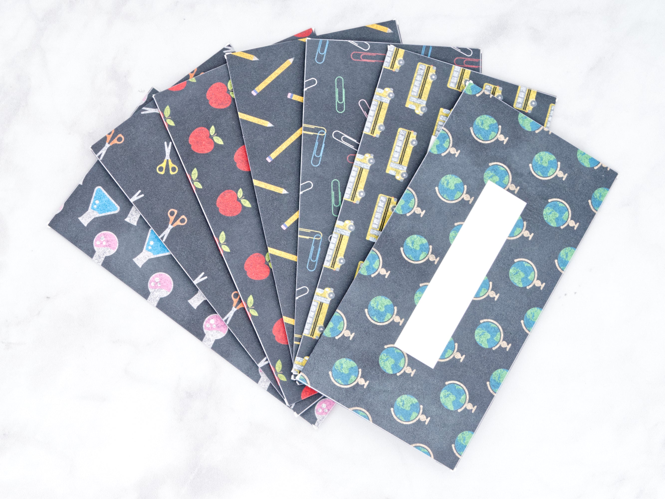 PRINTABLE Set of 7 Horizontal Cash Envelopes, Back to School August Kit-44