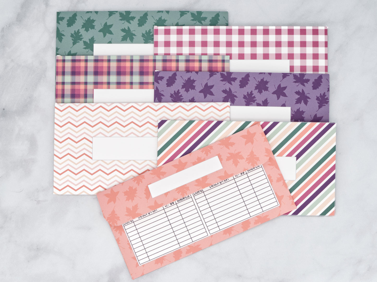 PRINTABLE Set of 7 Horizontal Cash Envelopes, September Purple Fall Kit-47