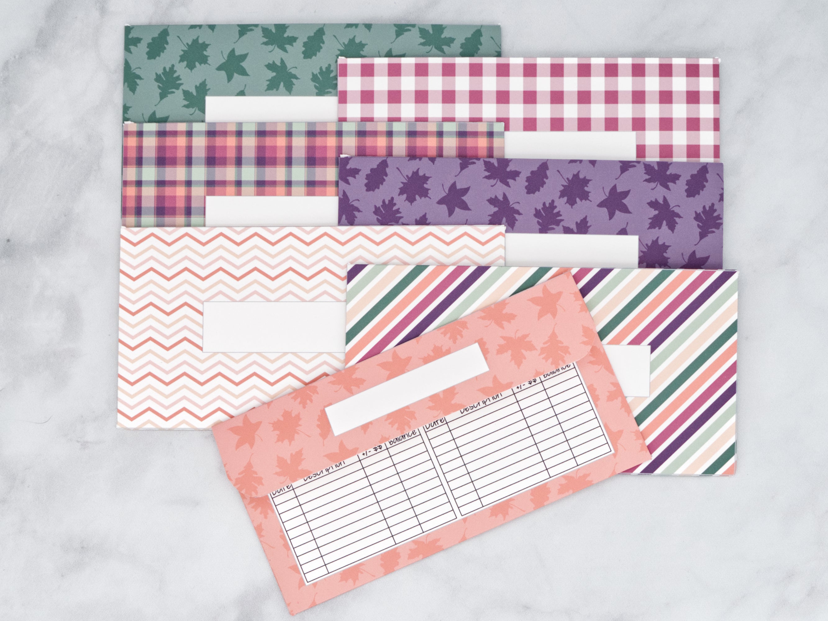 PRINTABLE Set of 7 Horizontal Cash Envelopes, September Purple Fall Kit-47