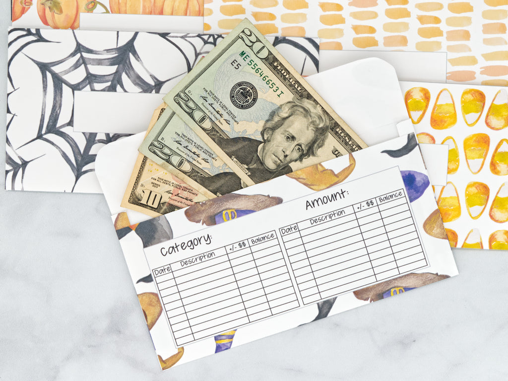 PRINTABLE Set of 7 Horizontal Cash Envelopes, October Halloween Kit-49