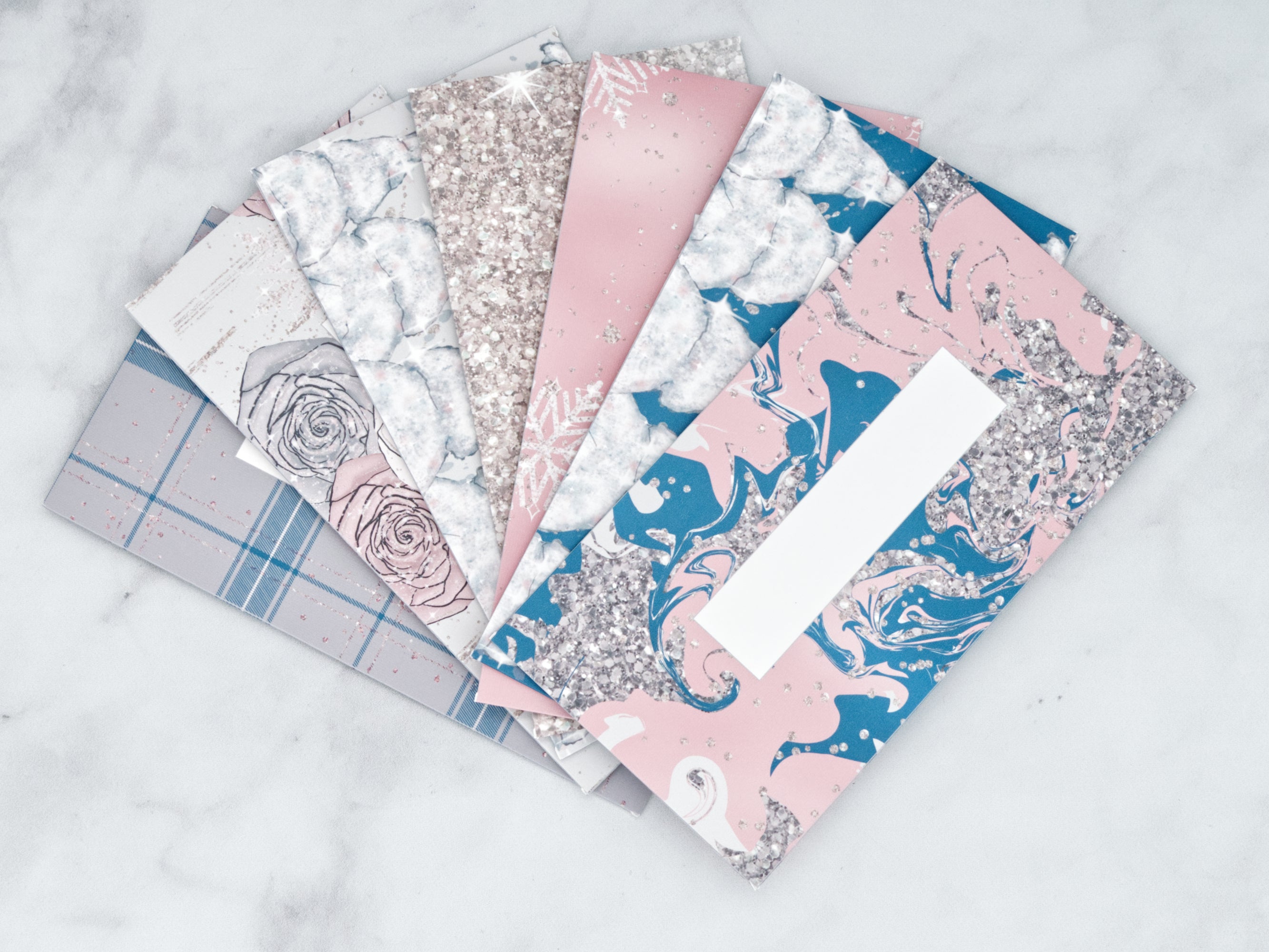 PRINTABLE Set of 7 Horizontal Cash Envelopes, December Blush Winter Kit-52