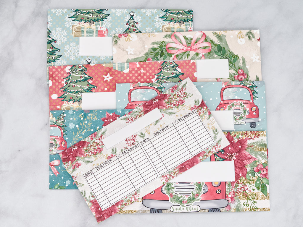 PRINTABLE Set of 7 Horizontal Cash Envelopes, December Christmas Kit-53