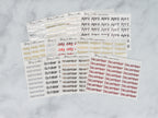Foil Small Month Stickers, JenPlans Font Transparent Stickers