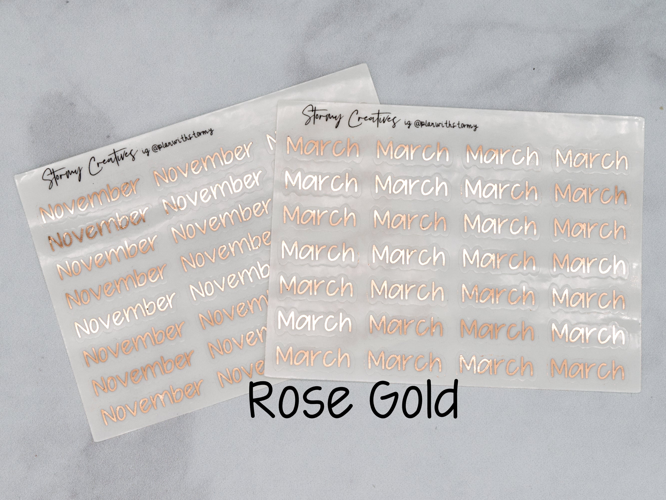 Foil Small Month Stickers, JenPlans Font Transparent Stickers