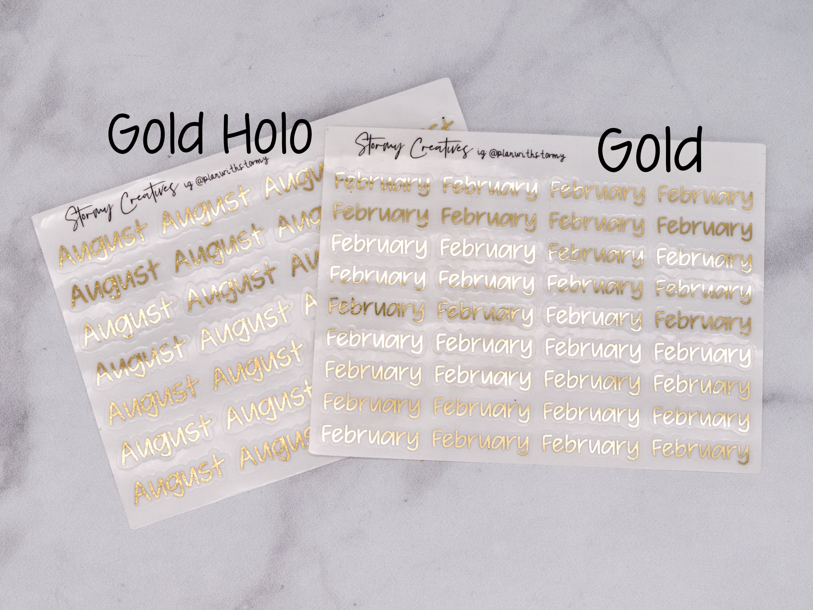 Foil Small Month Stickers, JenPlans Font Transparent Stickers