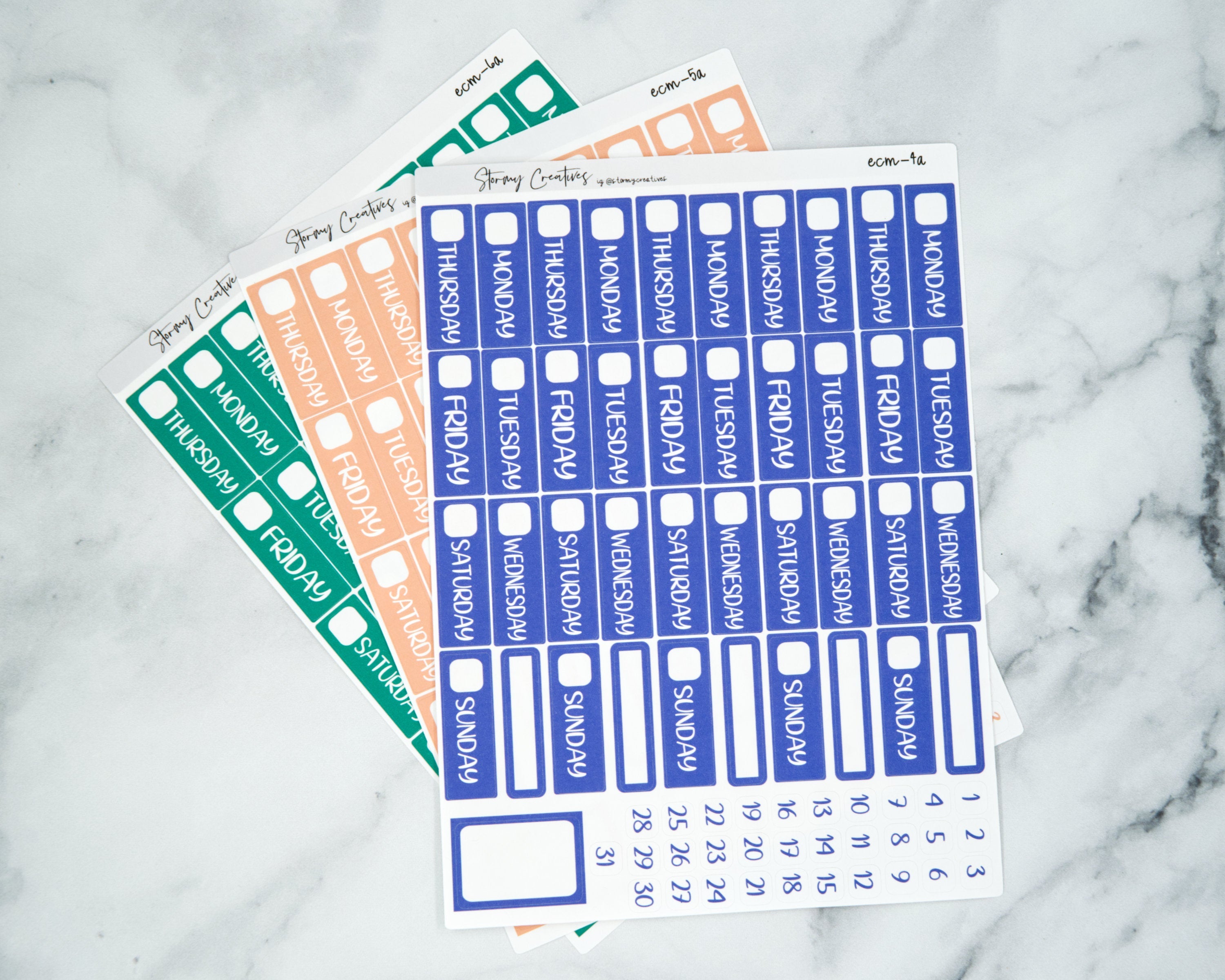 Strip Day Header Stickers for Erin Condren Planners