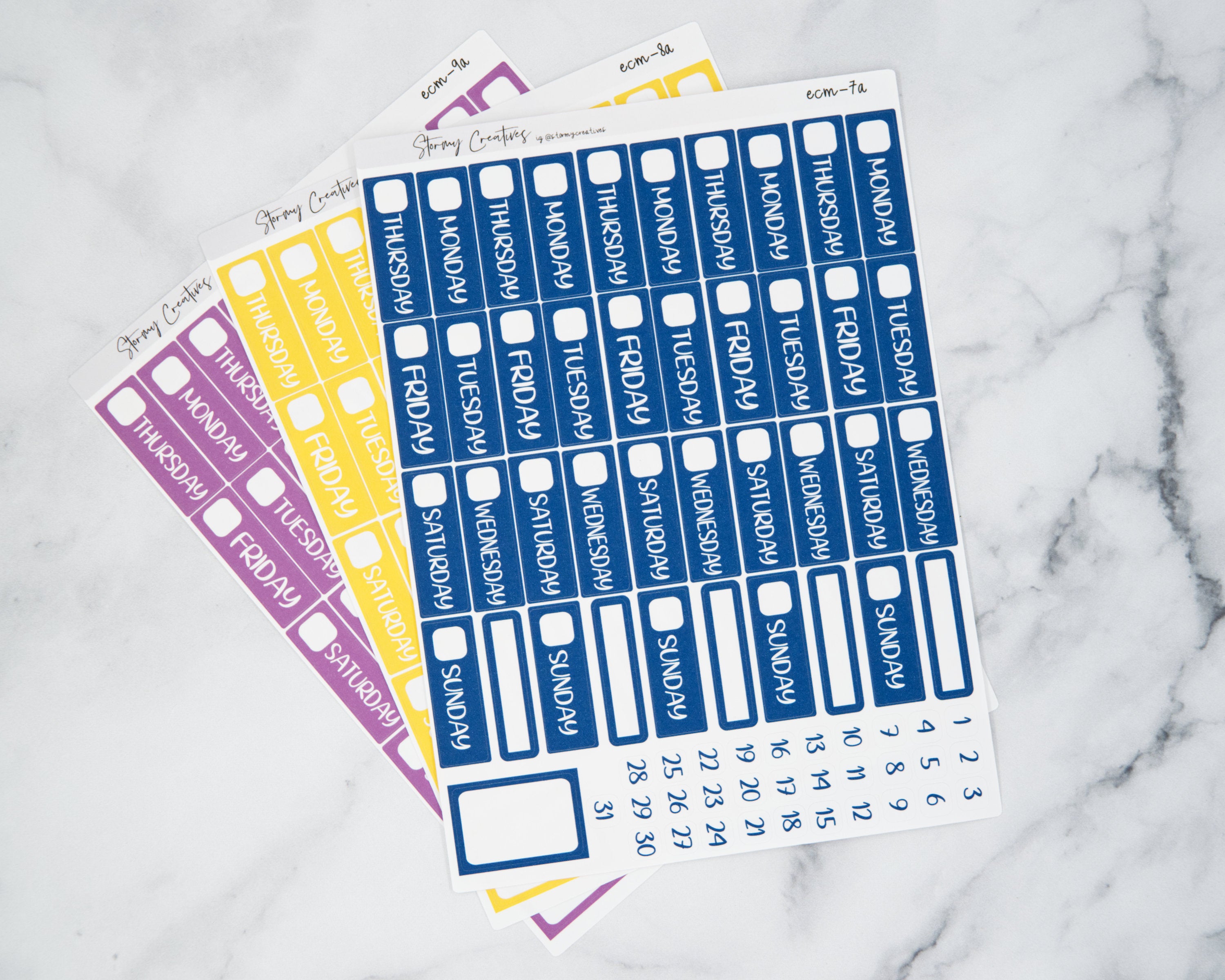 Strip Day Header Stickers for Erin Condren Planners
