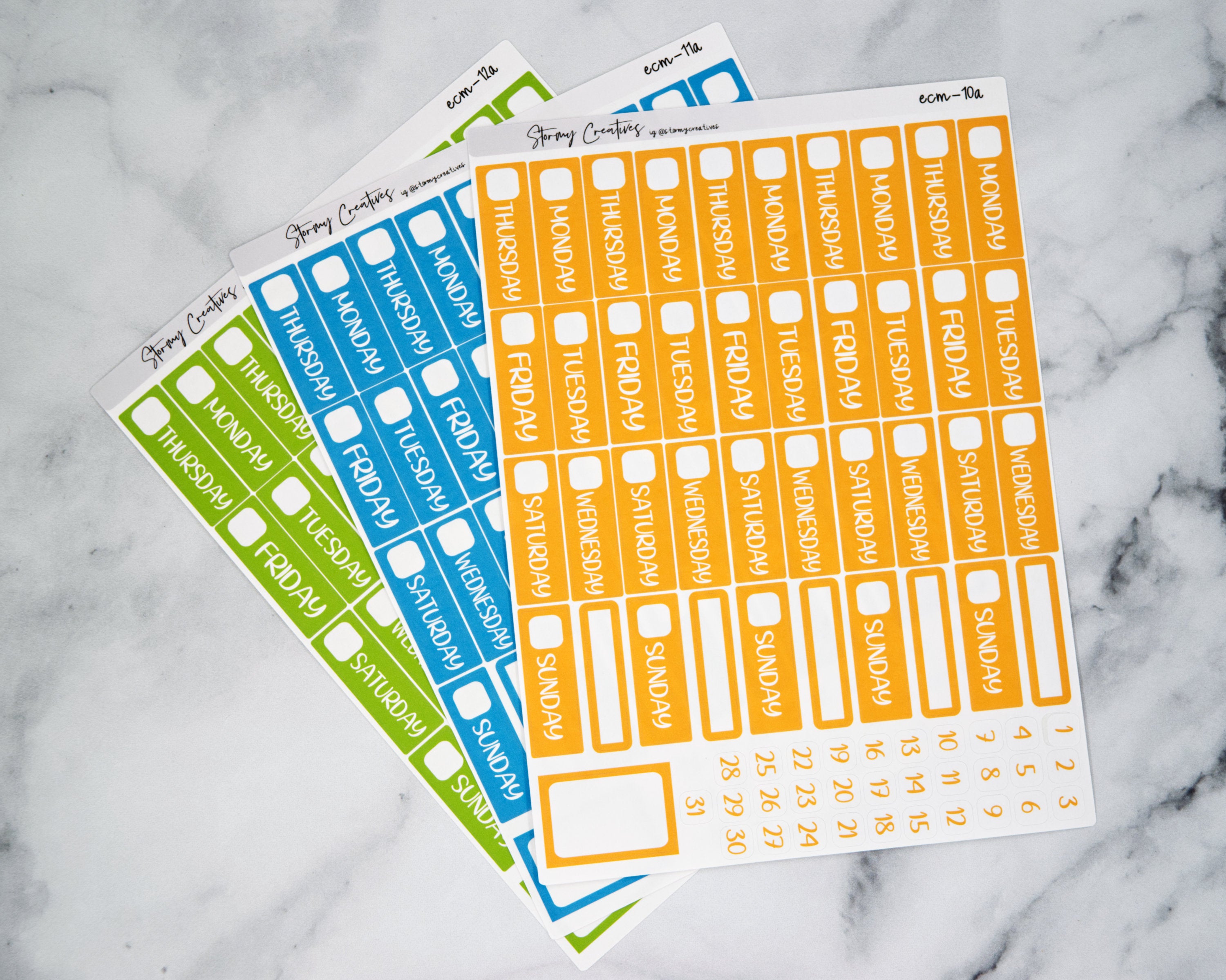 Strip Day Header Stickers for Erin Condren Planners