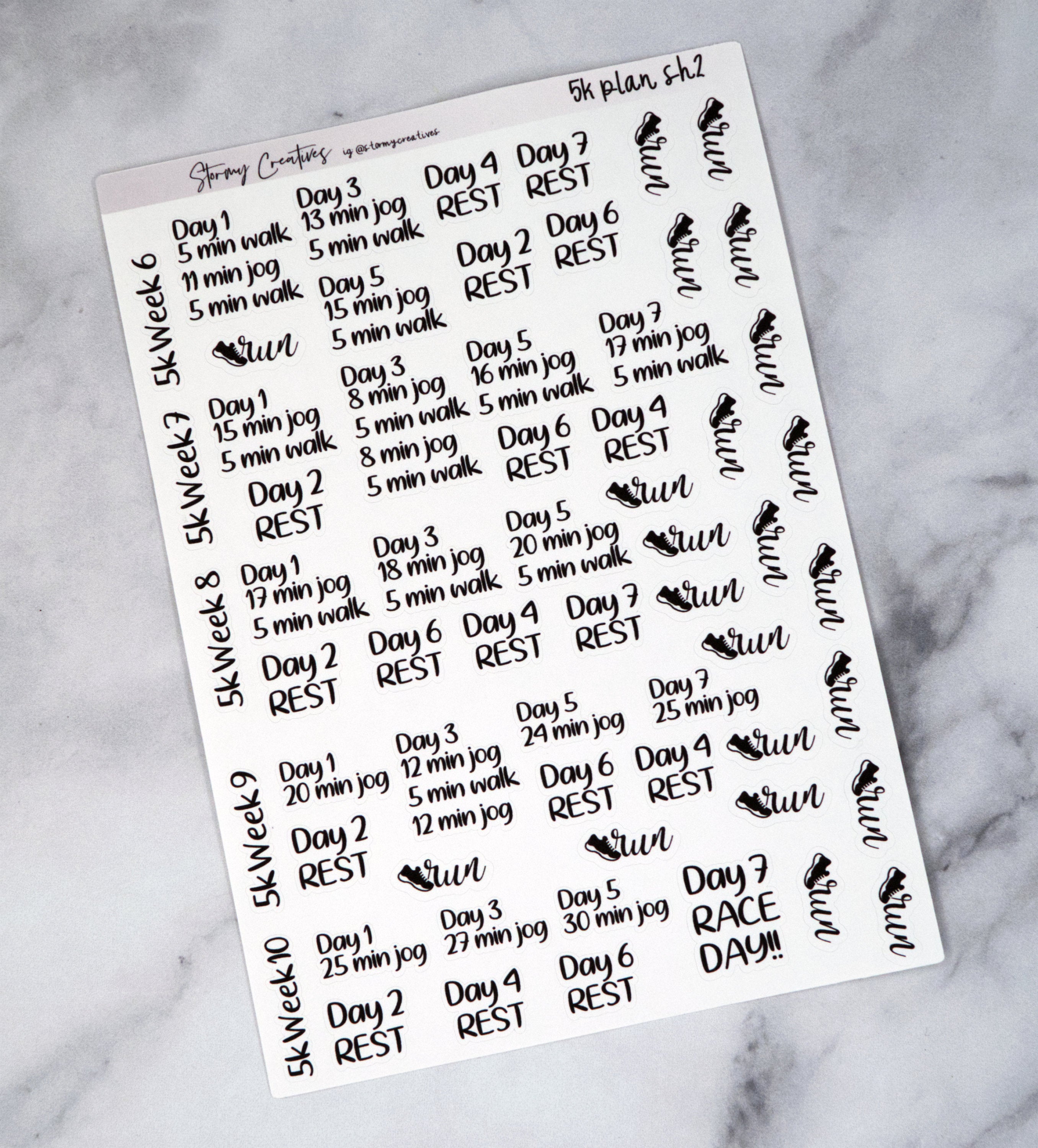 5K 10 Week Running Plan Stickers
