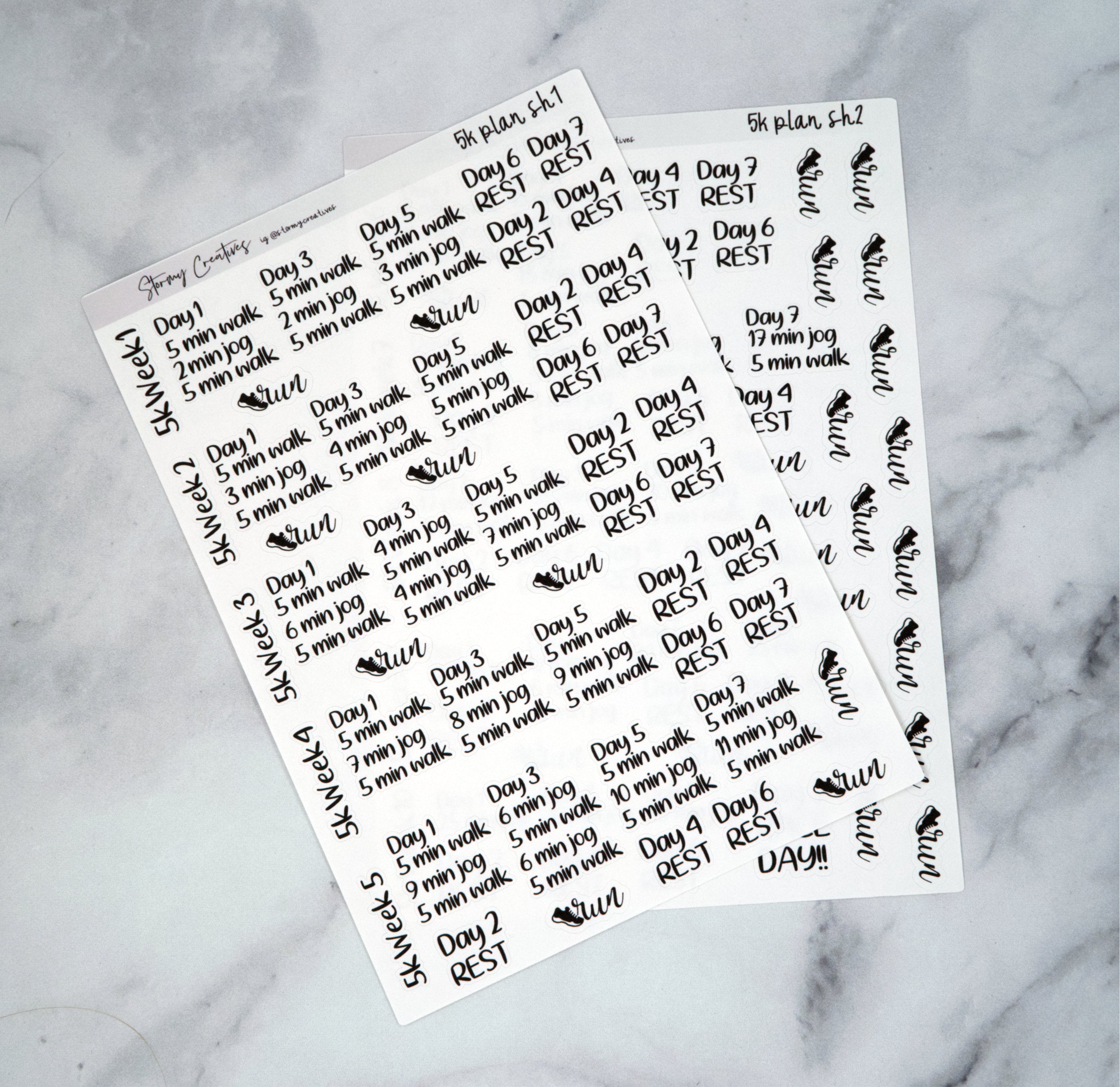 5K 10 Week Running Plan Stickers