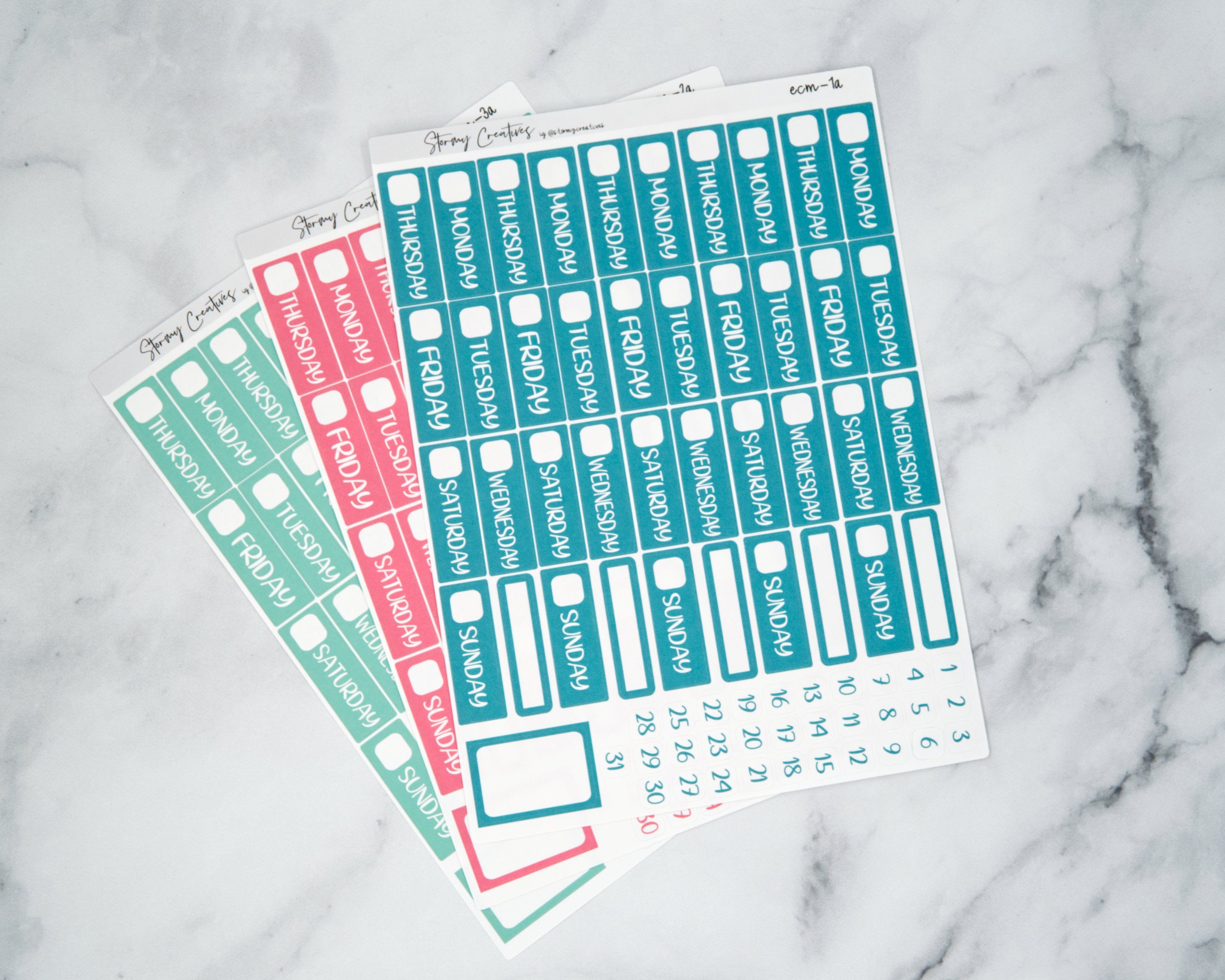 Strip Day Header Stickers for Erin Condren Planners
