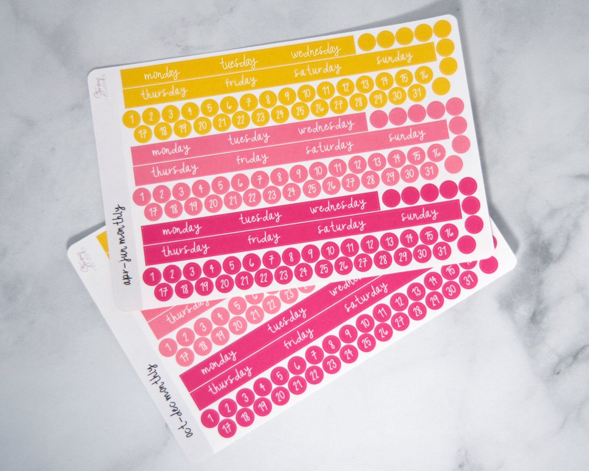 Monday-Sunday Month View Stickers for Simplified Planner