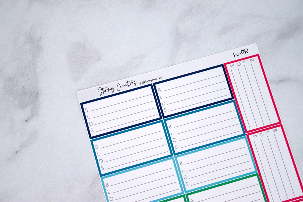 Meal Tracker with Lines for Simplified Planner