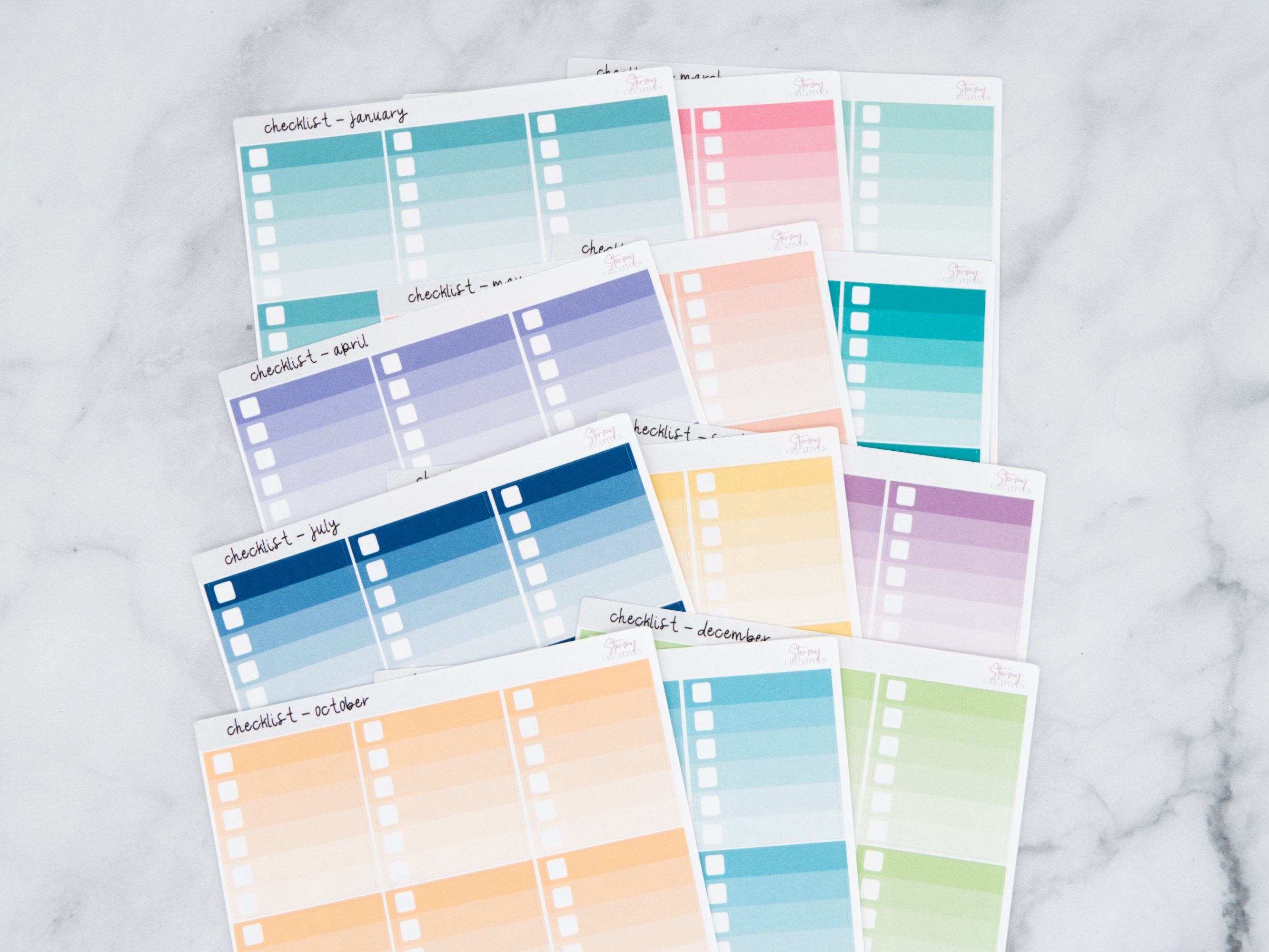To Do Checklist Stickers, EC Colorway