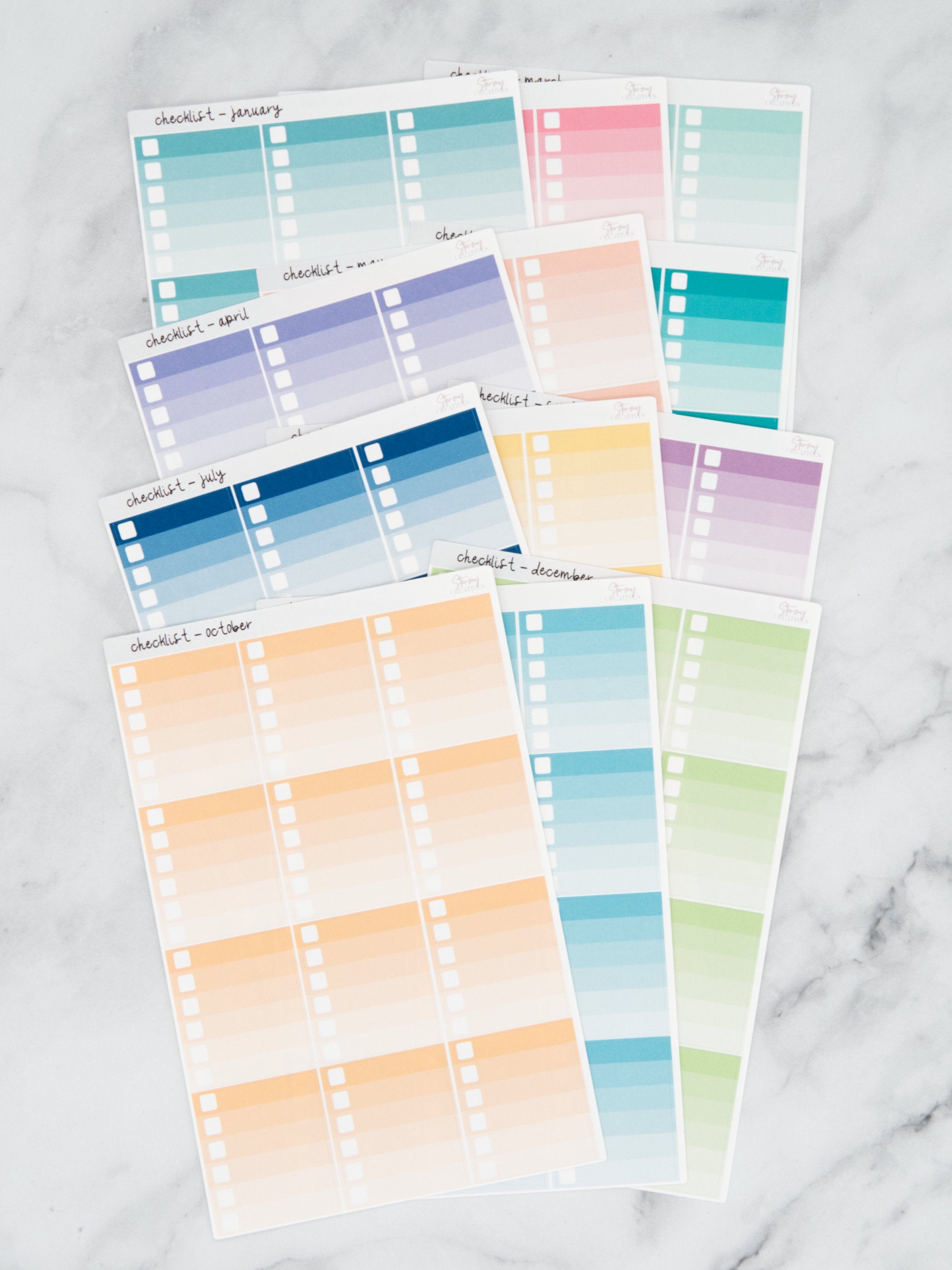 To Do Checklist Stickers, EC Colorway