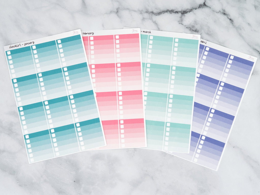 To Do Checklist Stickers, EC Colorway
