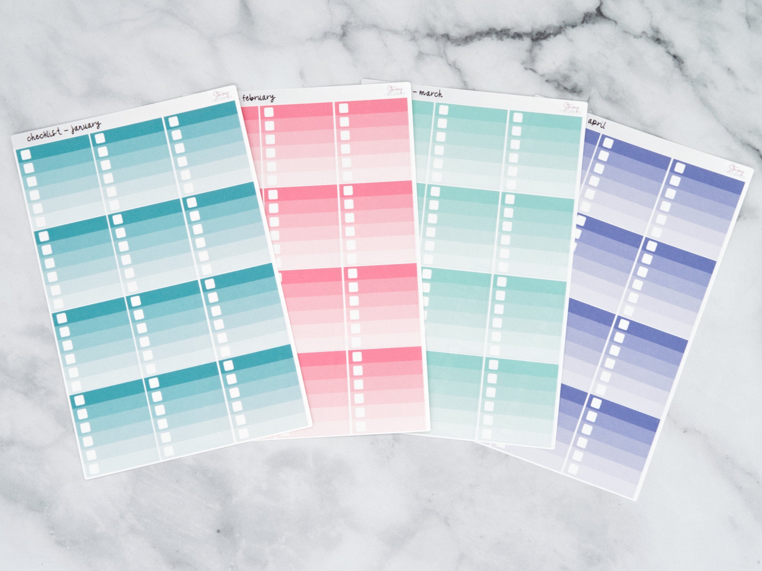To Do Checklist Stickers, EC Colorway