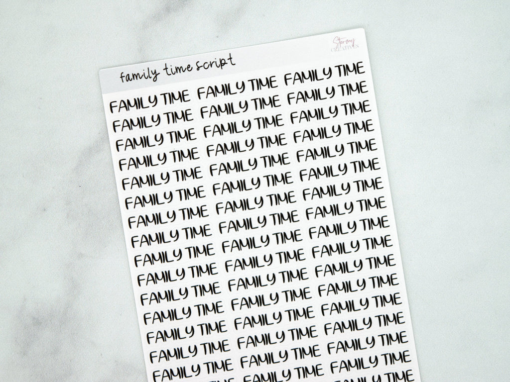 Family Time Script Stickers