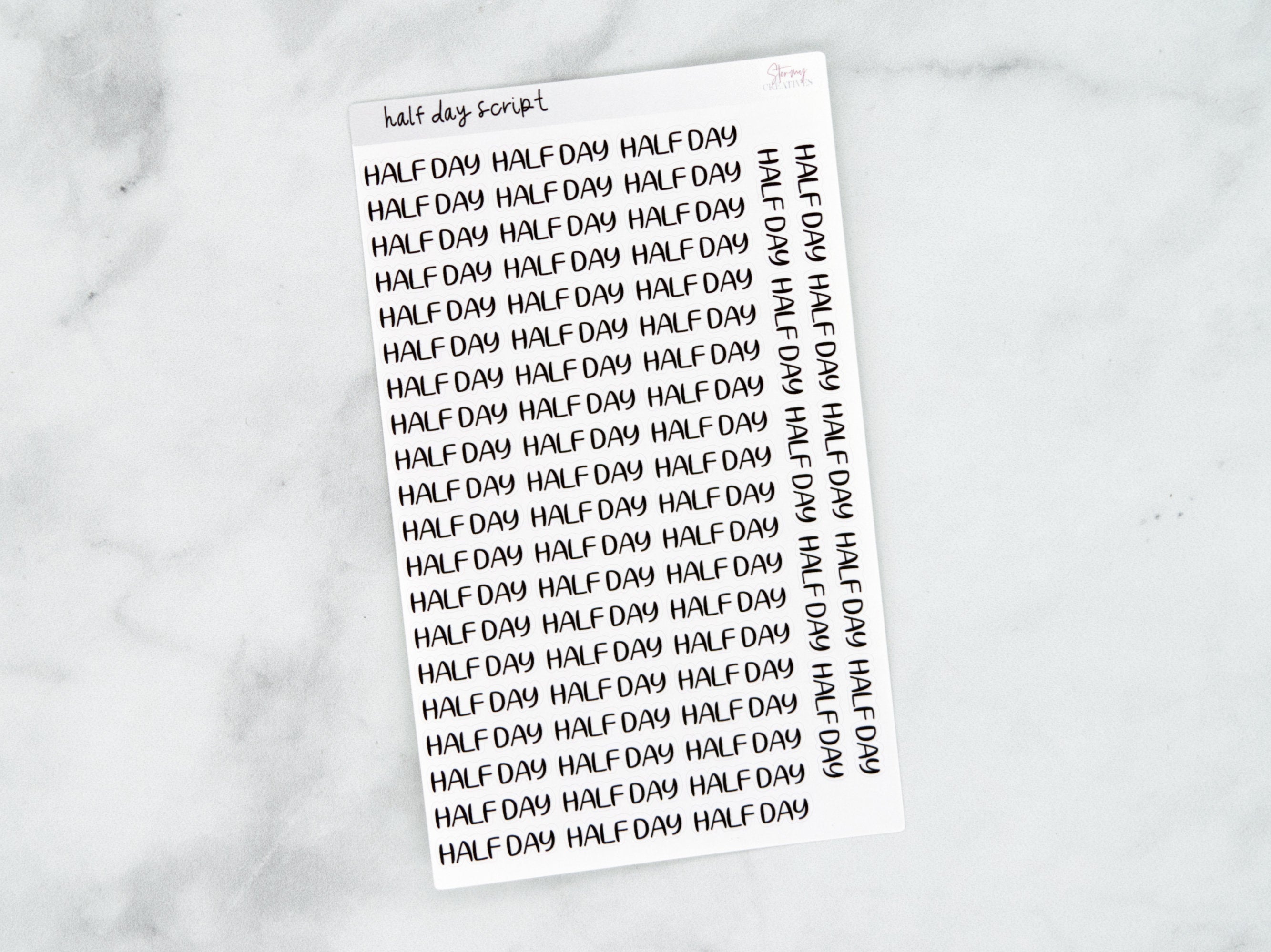 Half Day Script Stickers