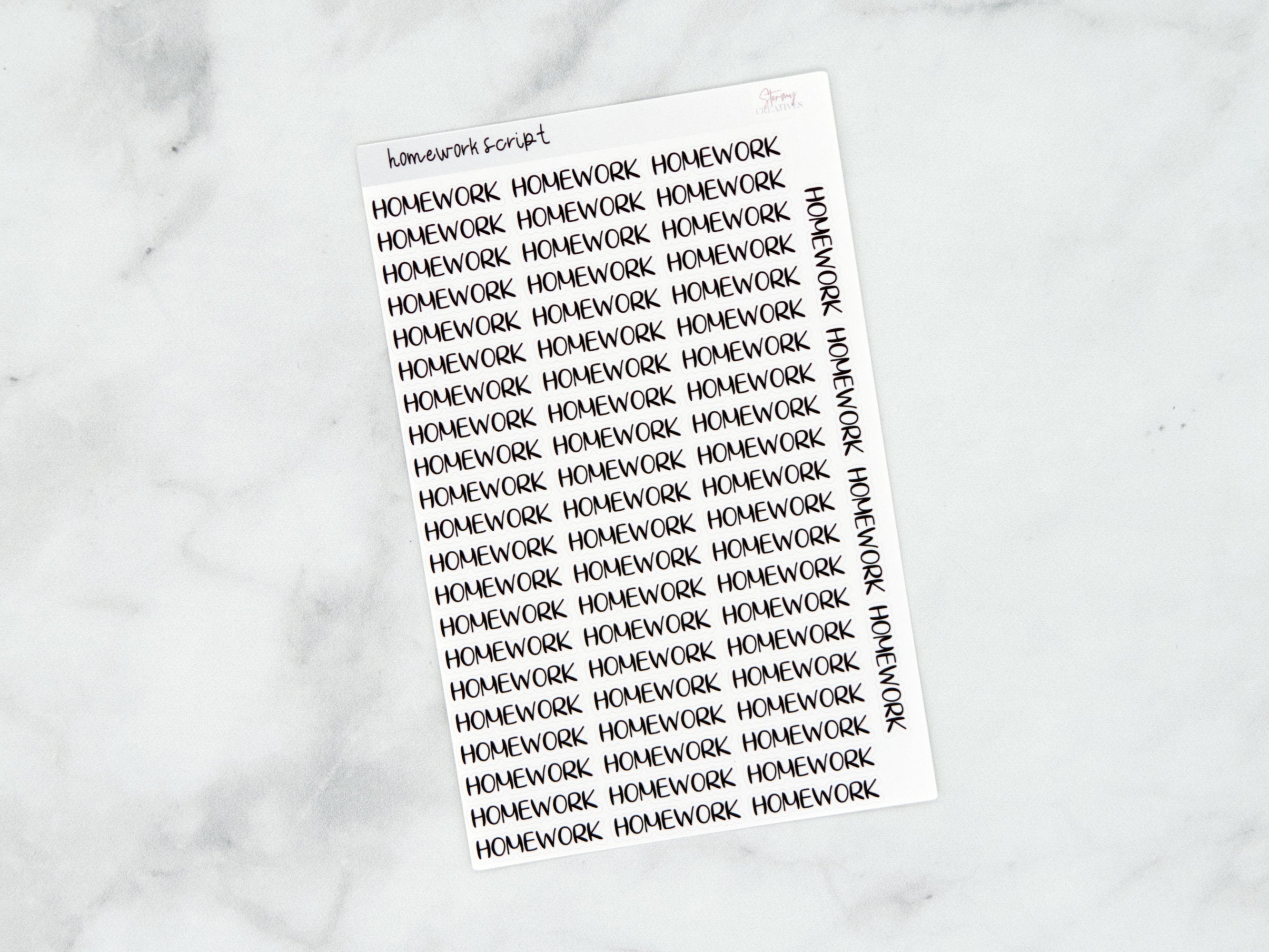 Homework Script Stickers