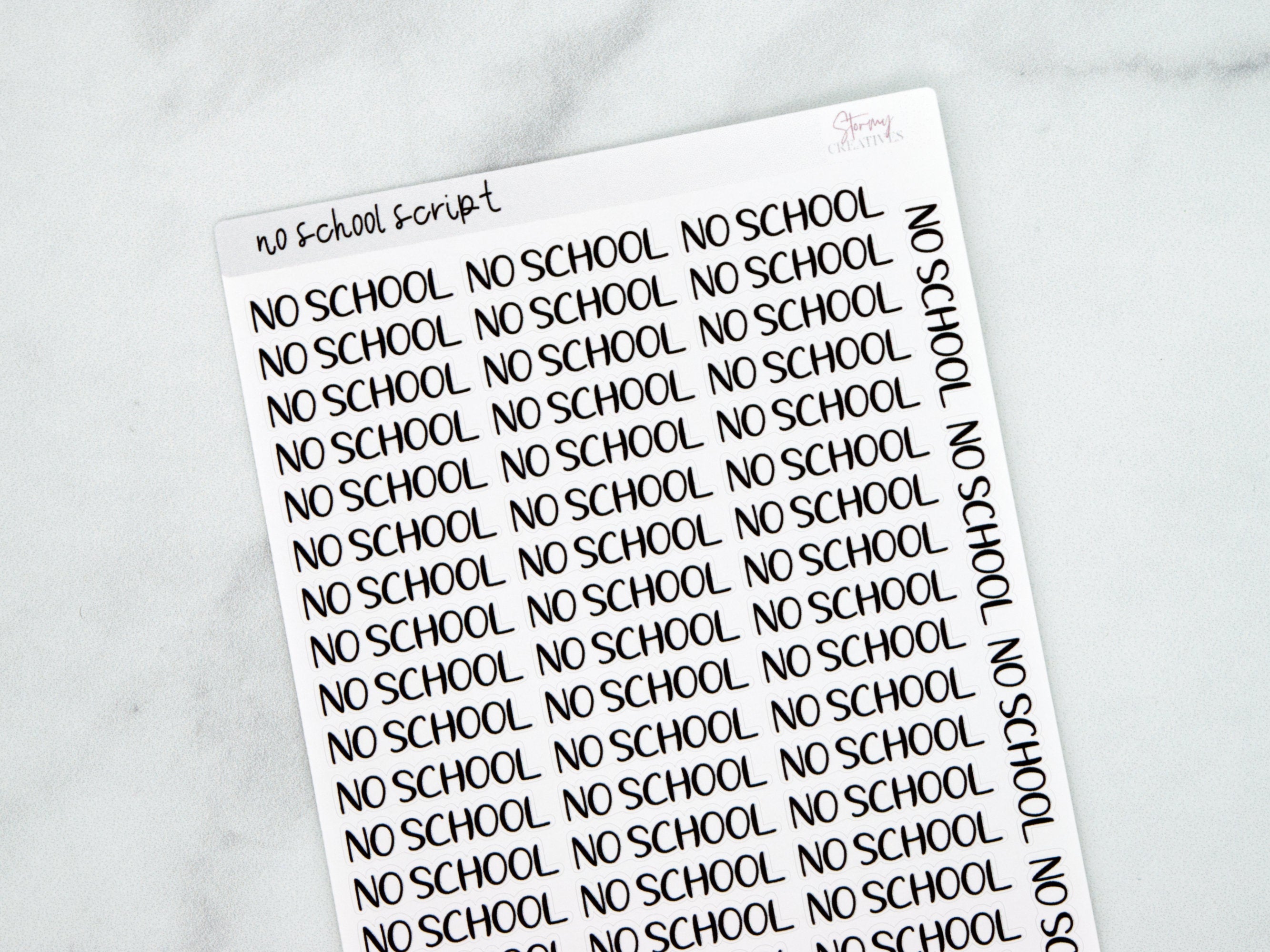 No School Script Stickers