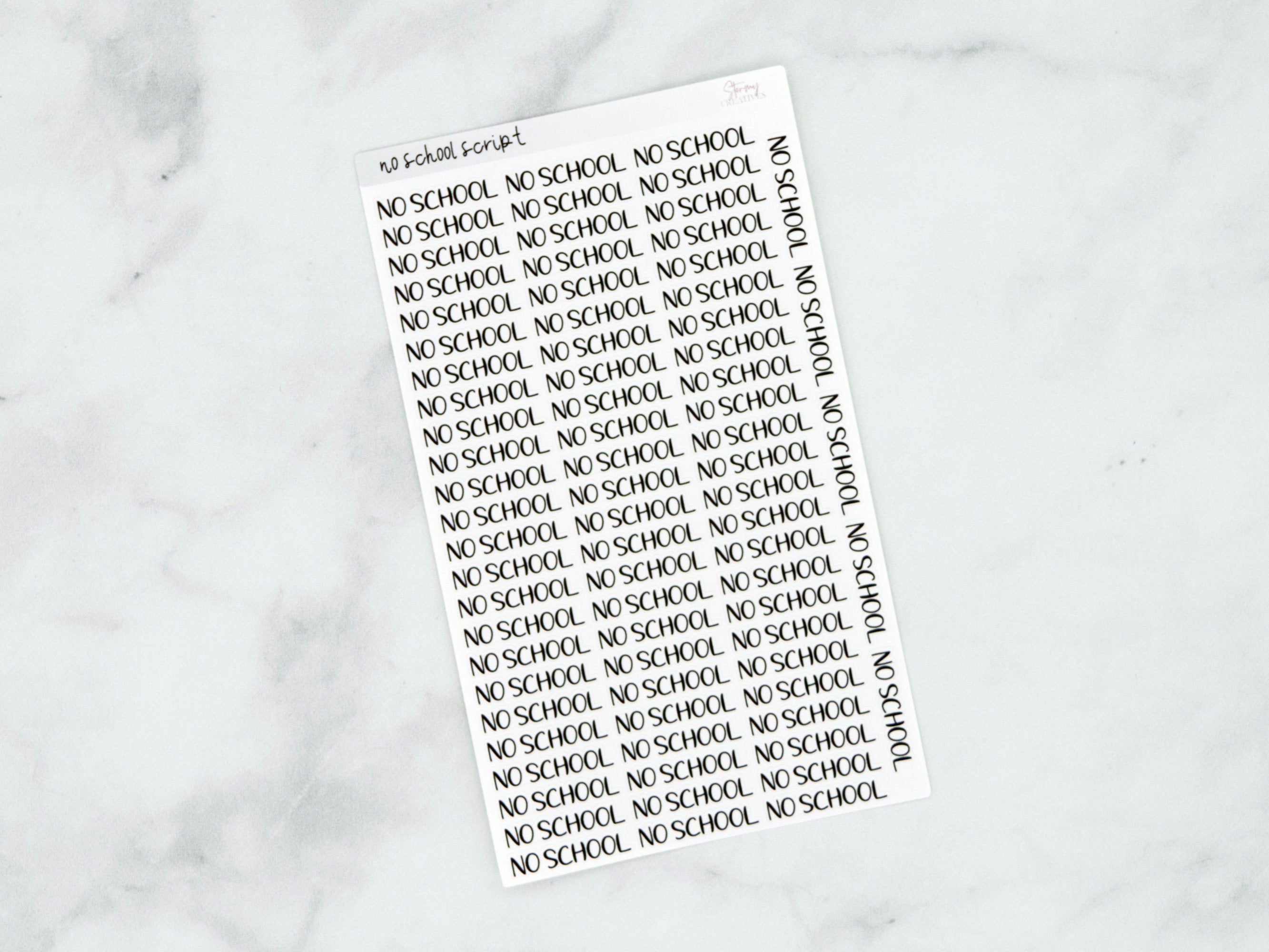 No School Script Stickers