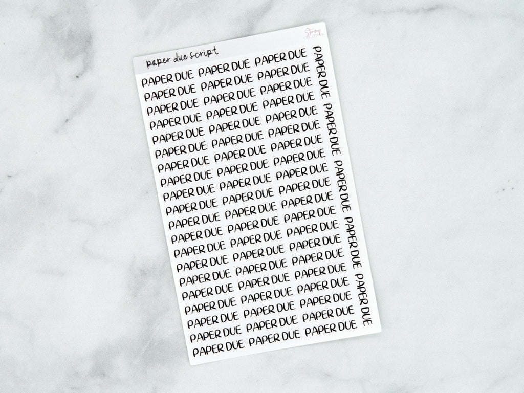Paper Due Script Stickers