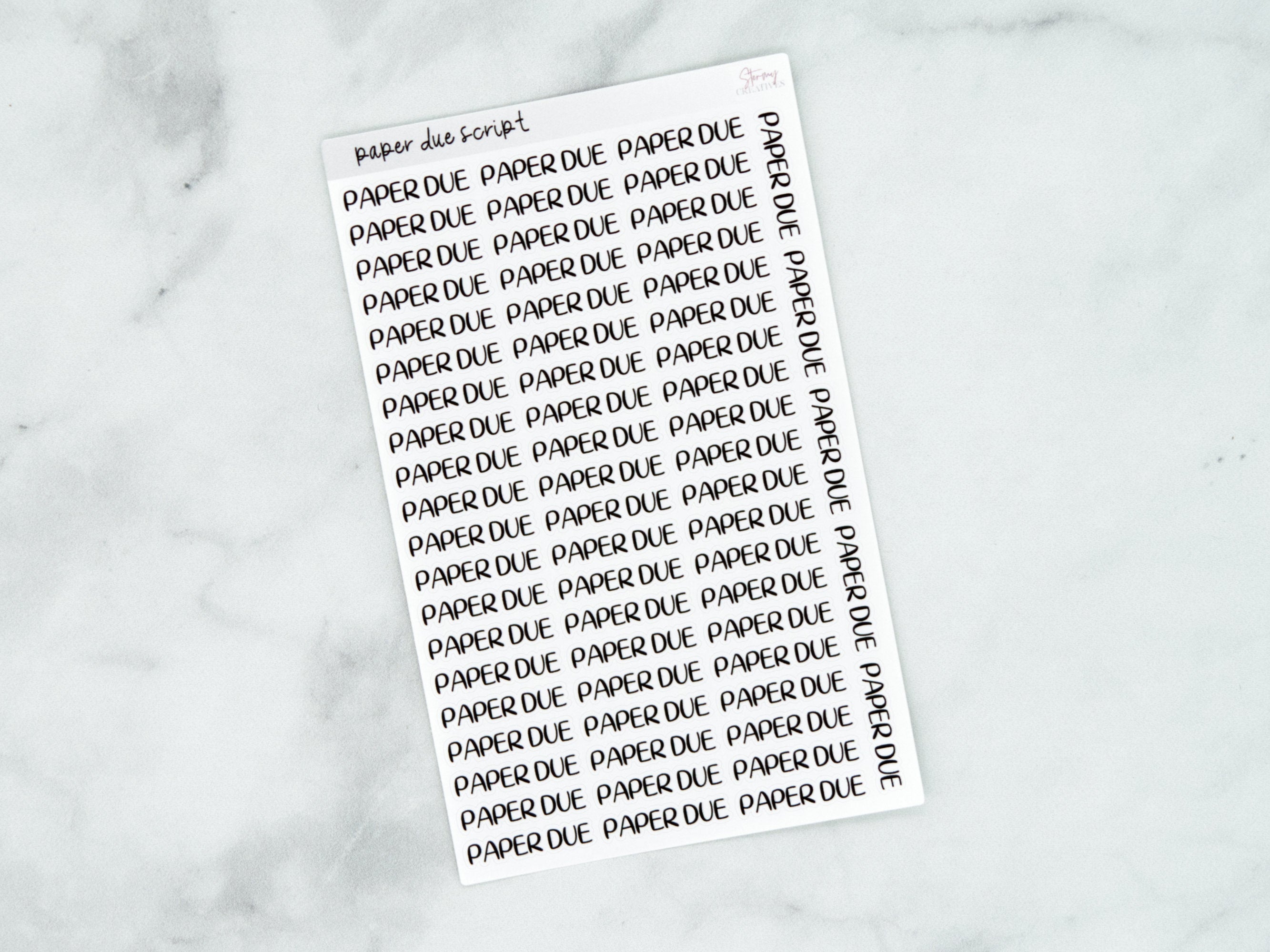 Paper Due Script Stickers