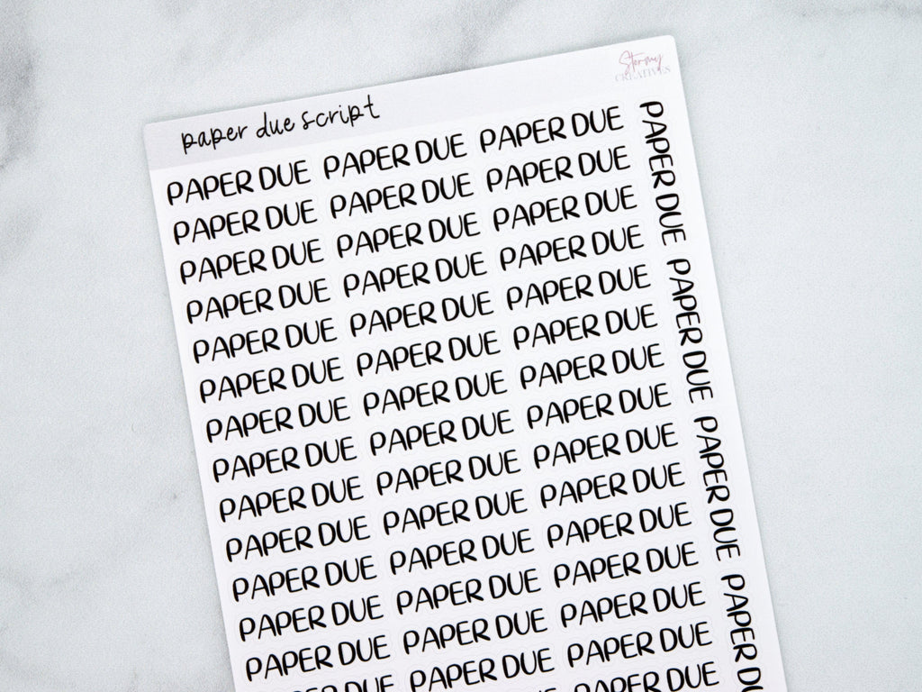 Paper Due Script Stickers