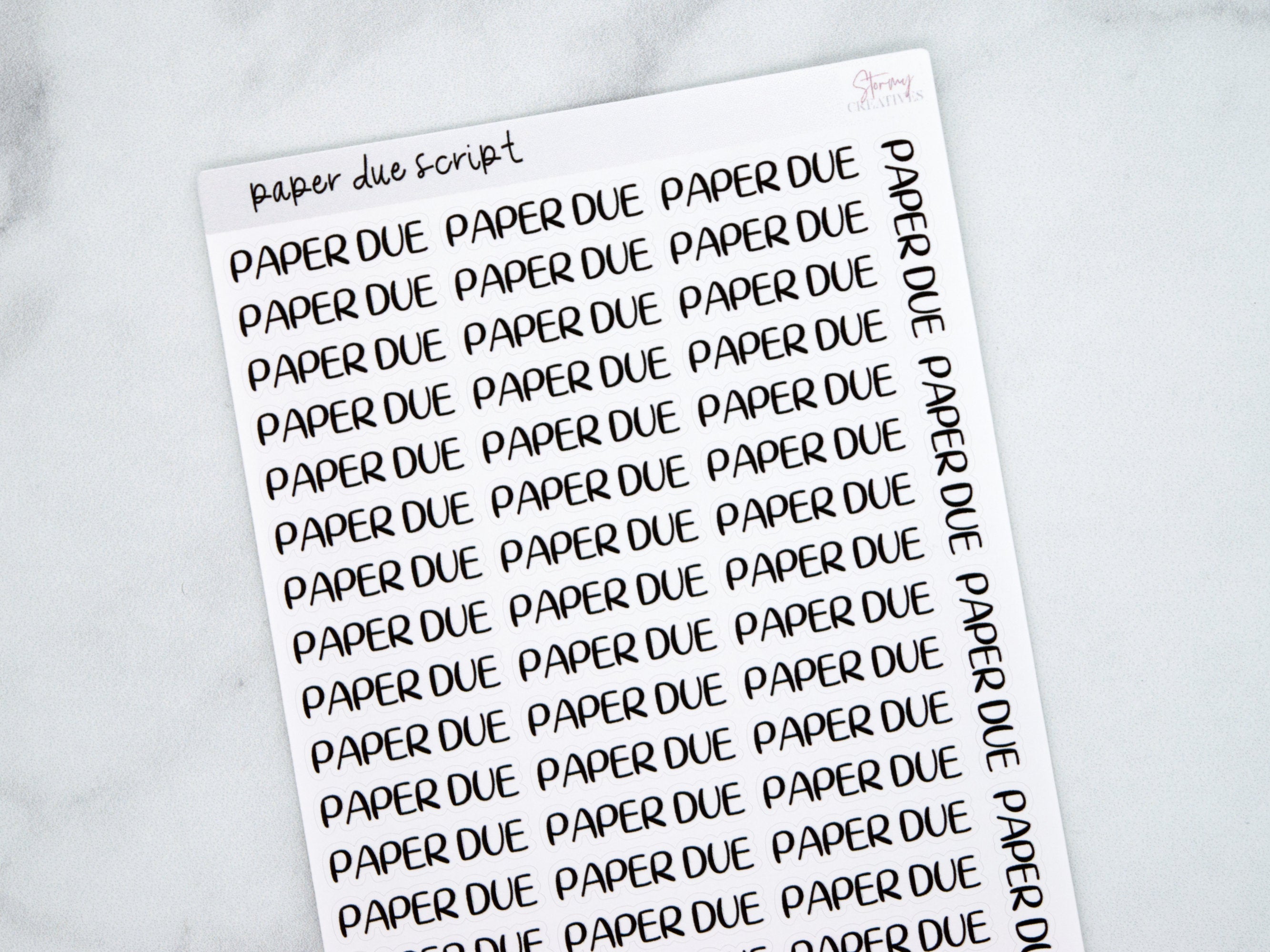 Paper Due Script Stickers