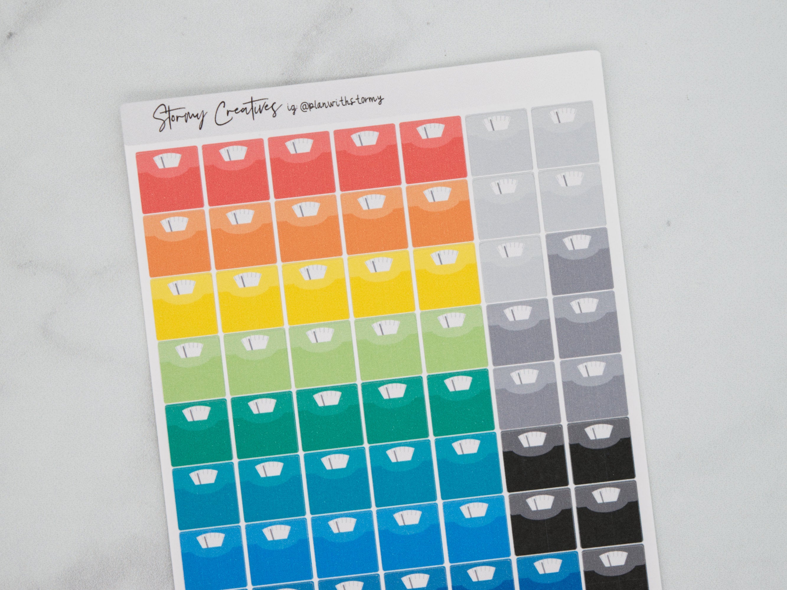 Bright Scales Box Stickers, Colorful Weight Trackers