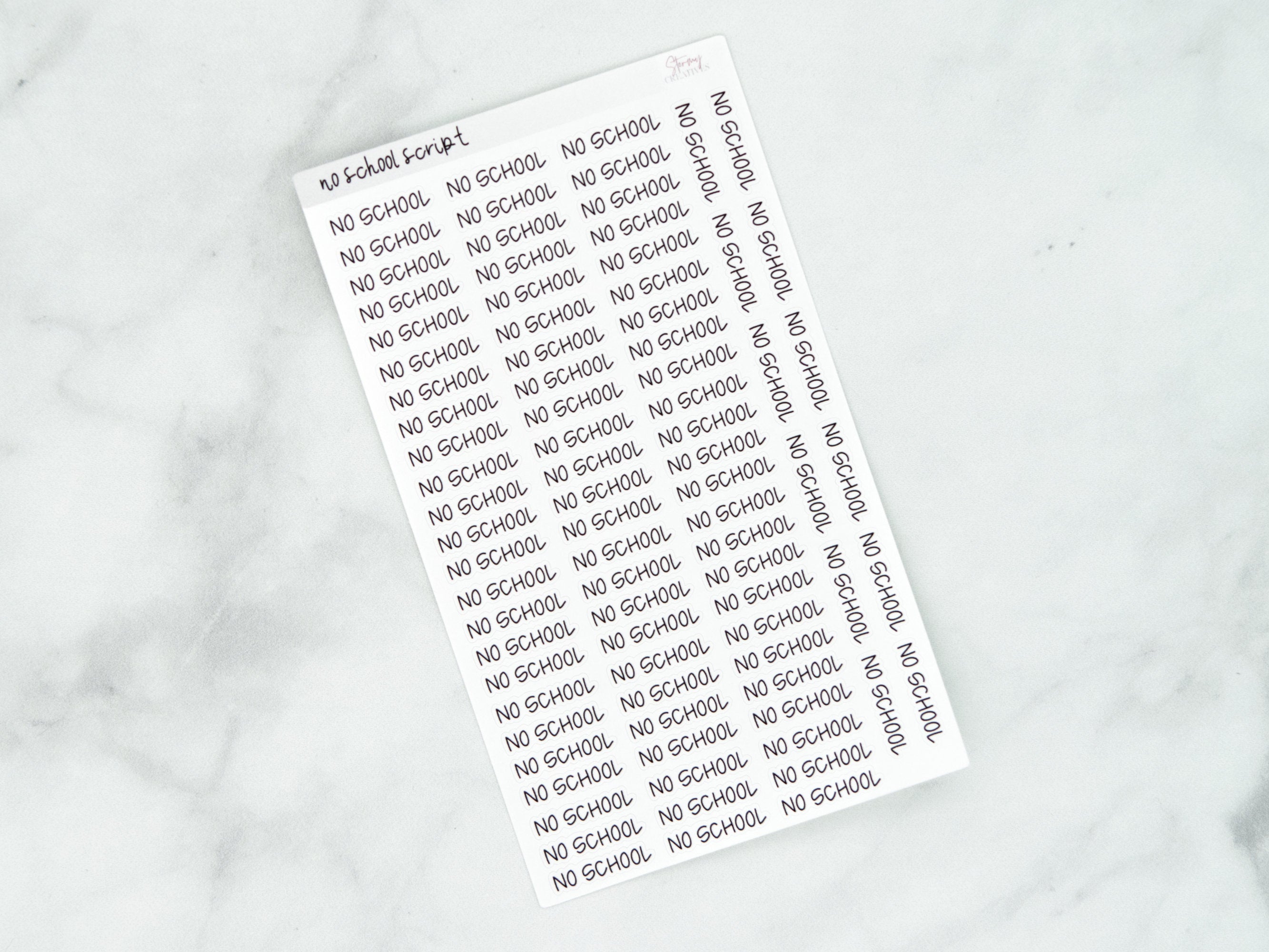 No School Script Stickers