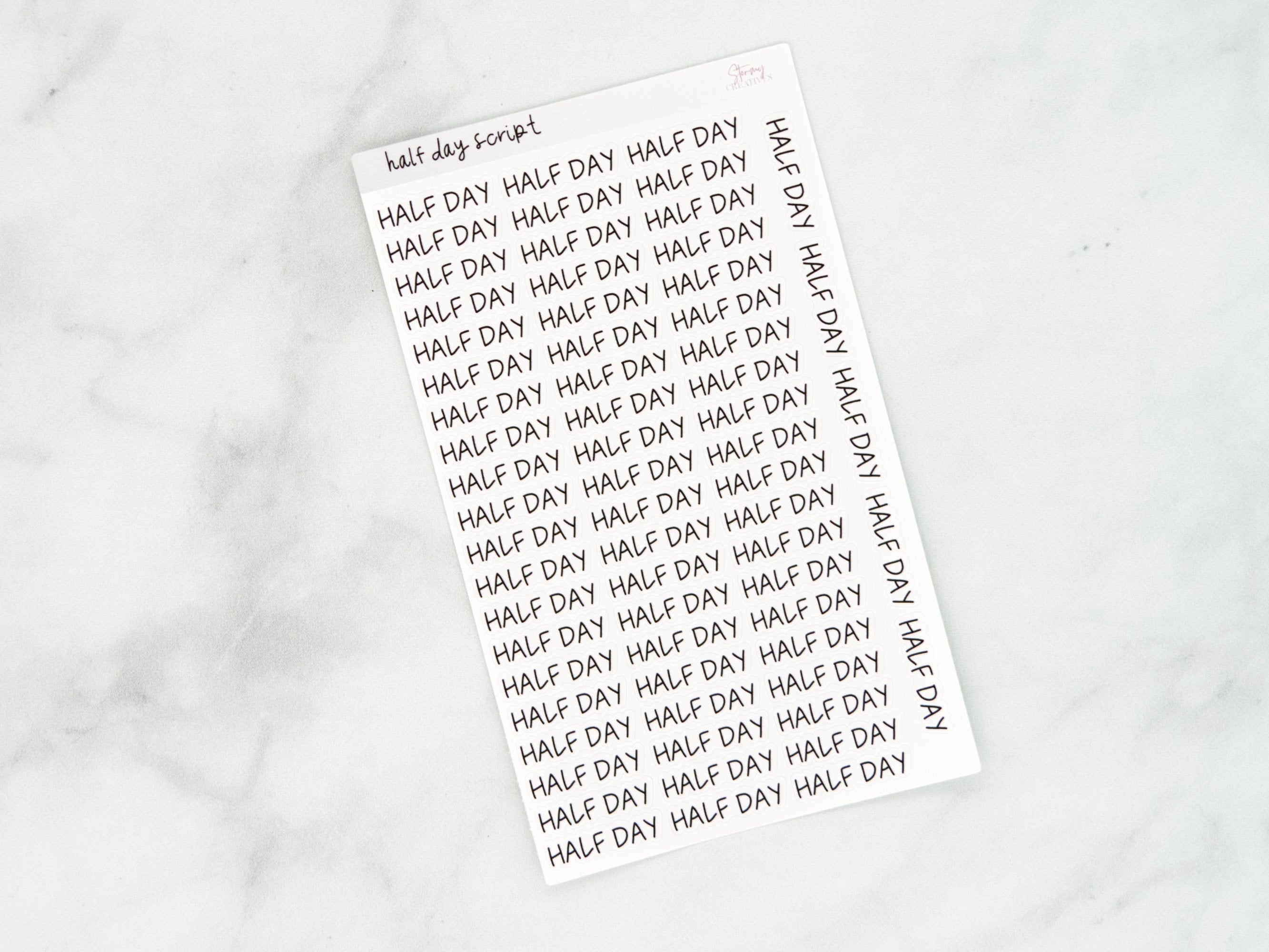 Half Day Script Stickers