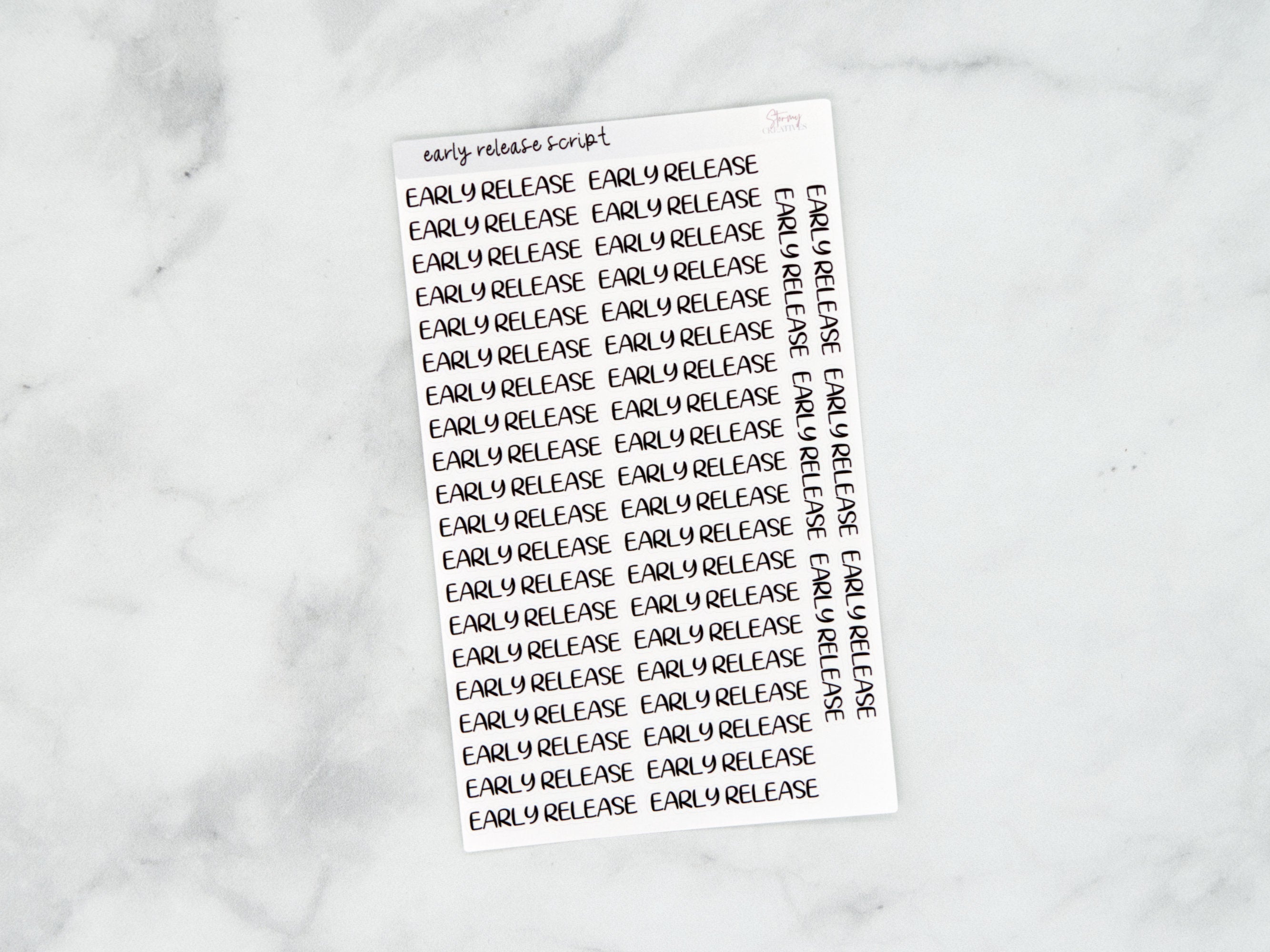 Early Release Script Stickers