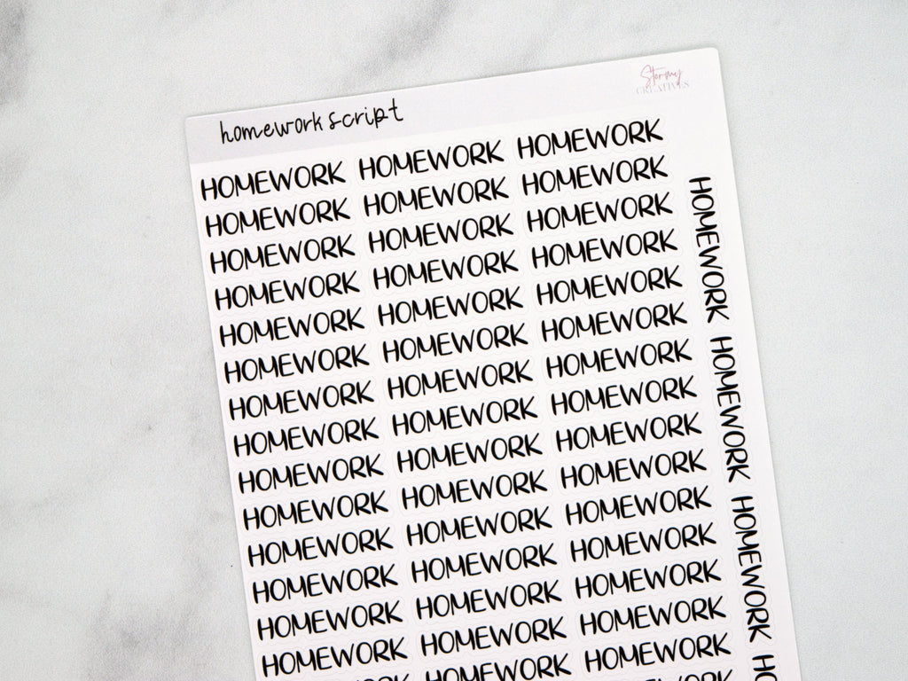 Homework Script Stickers