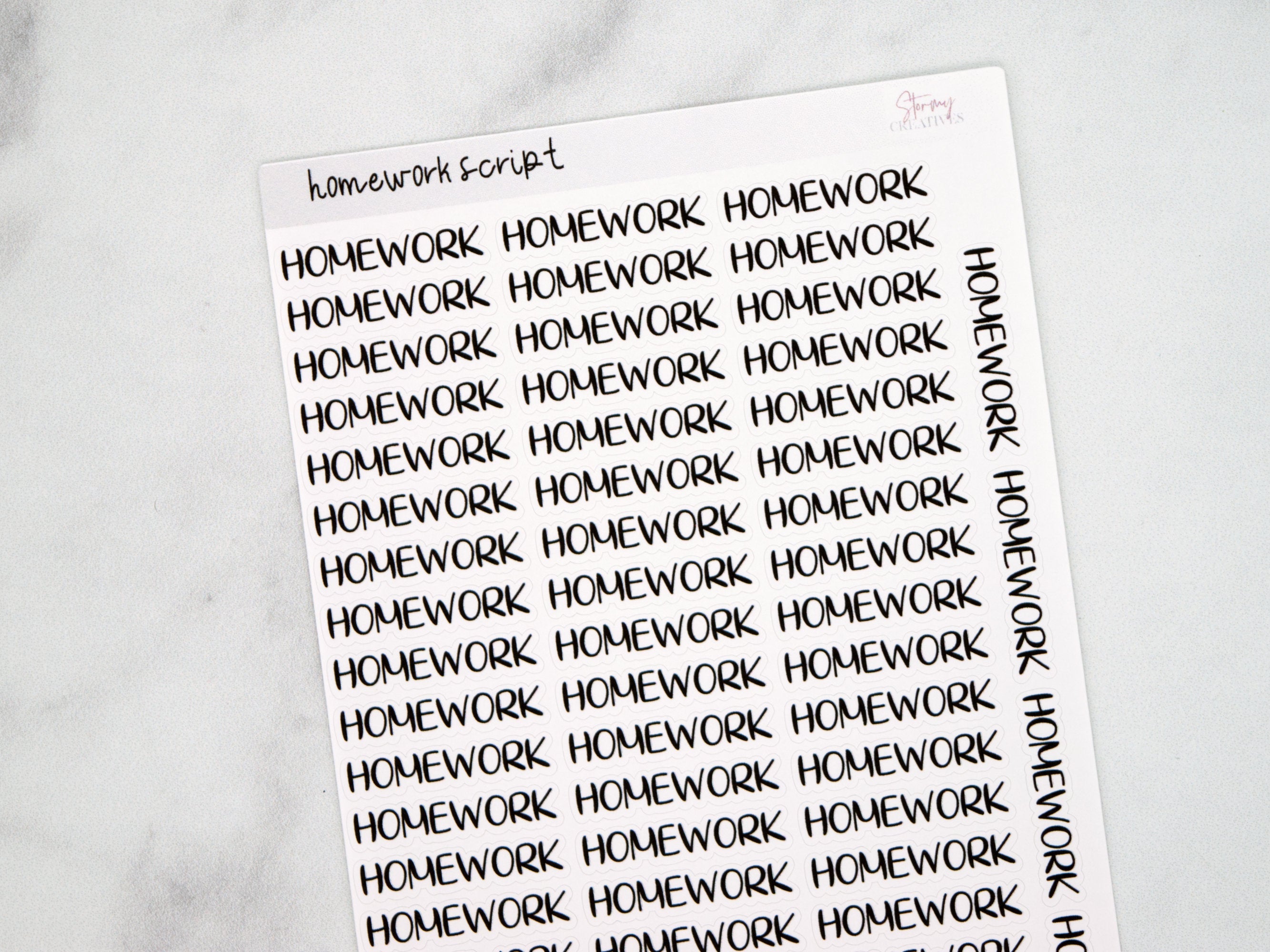 Homework Script Stickers