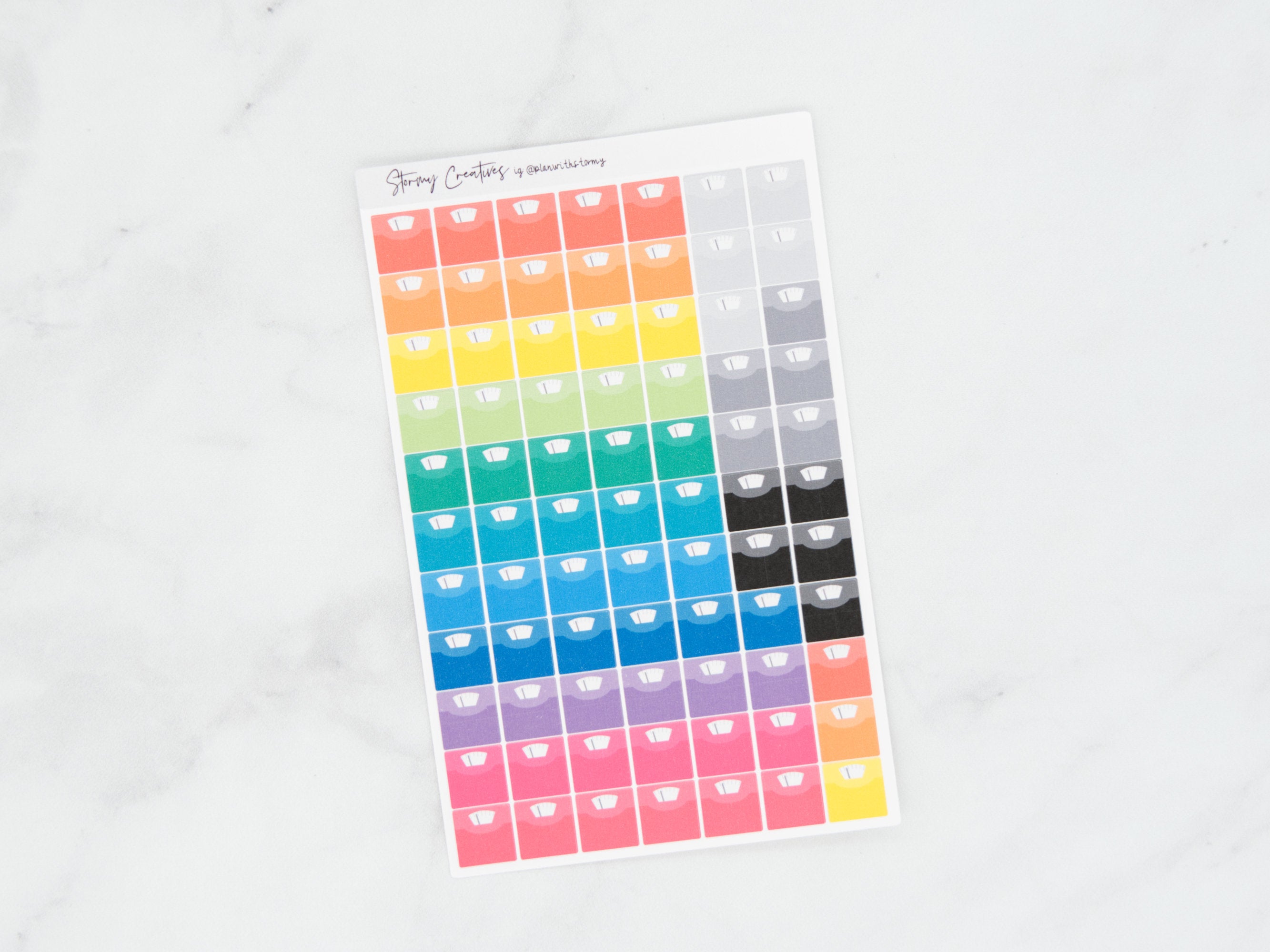 Bright Scales Box Stickers, Colorful Weight Trackers